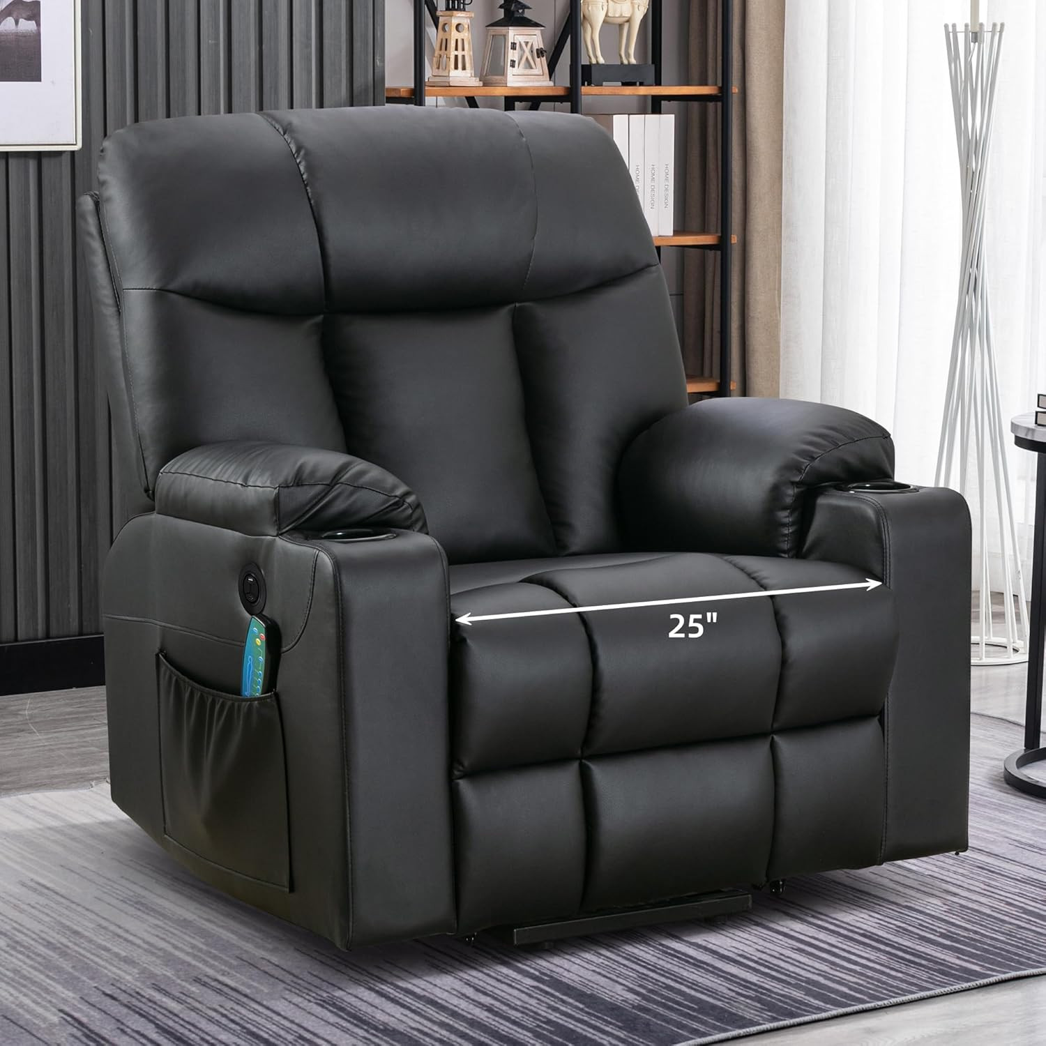 Bonzy Home Extra Wide Lift Chair with Heat and Massage, Faux Leather Power Lift 