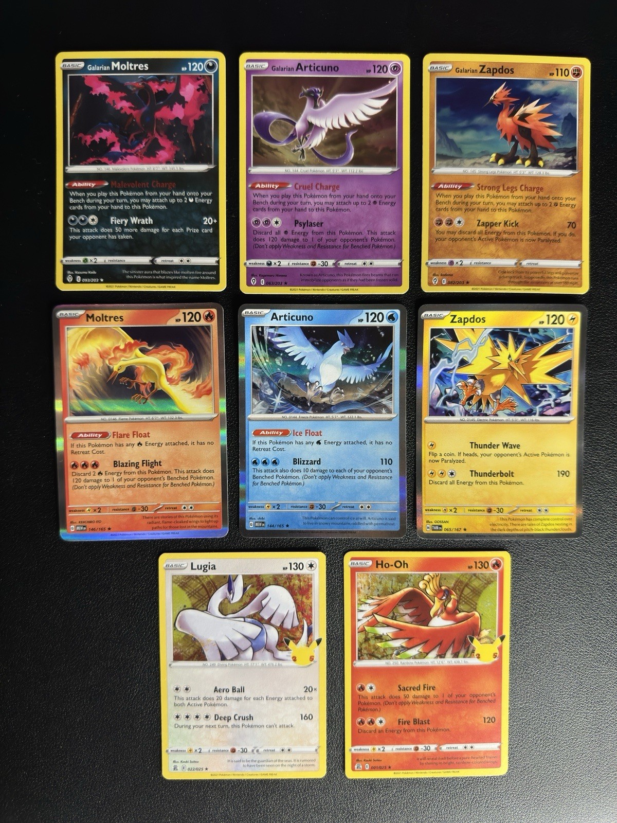 Pokemon Legendary Birds 8 Card Holo Set Lugia Ho-Oh 151 Evolving Skies NM