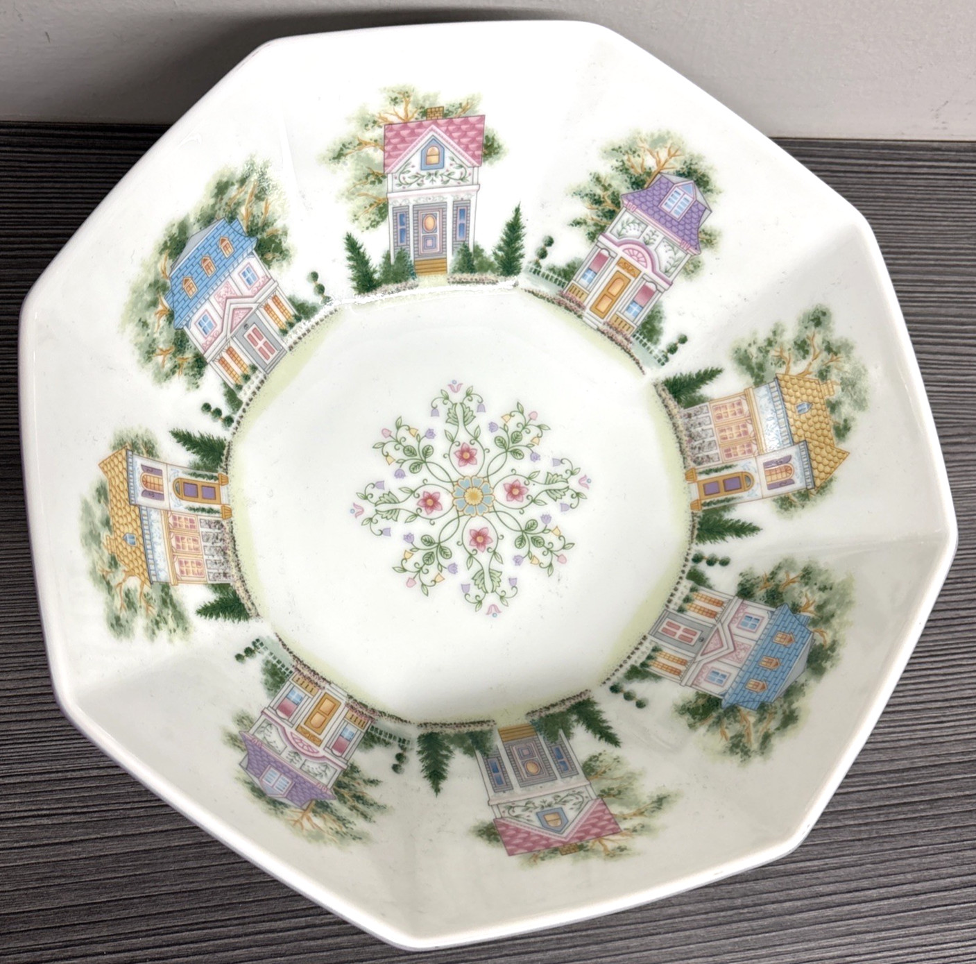 1995 LENOX Octagonal VILLAGE BOWL 3-1/2\