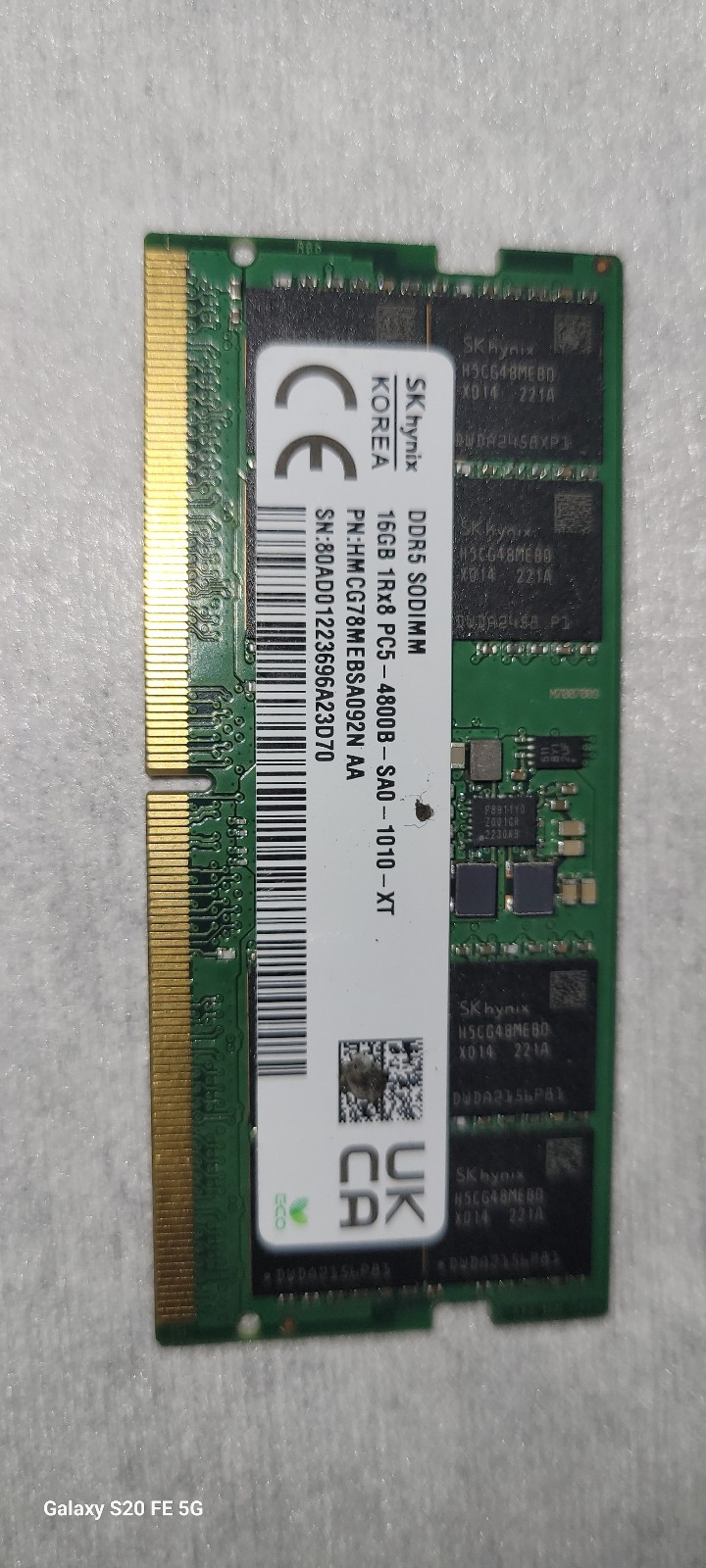 1 X 16GB PC5-4800B DDR5 SoDIMM 262pin LAPTOP RAM MEMORY SK HYNIX 1Rx8