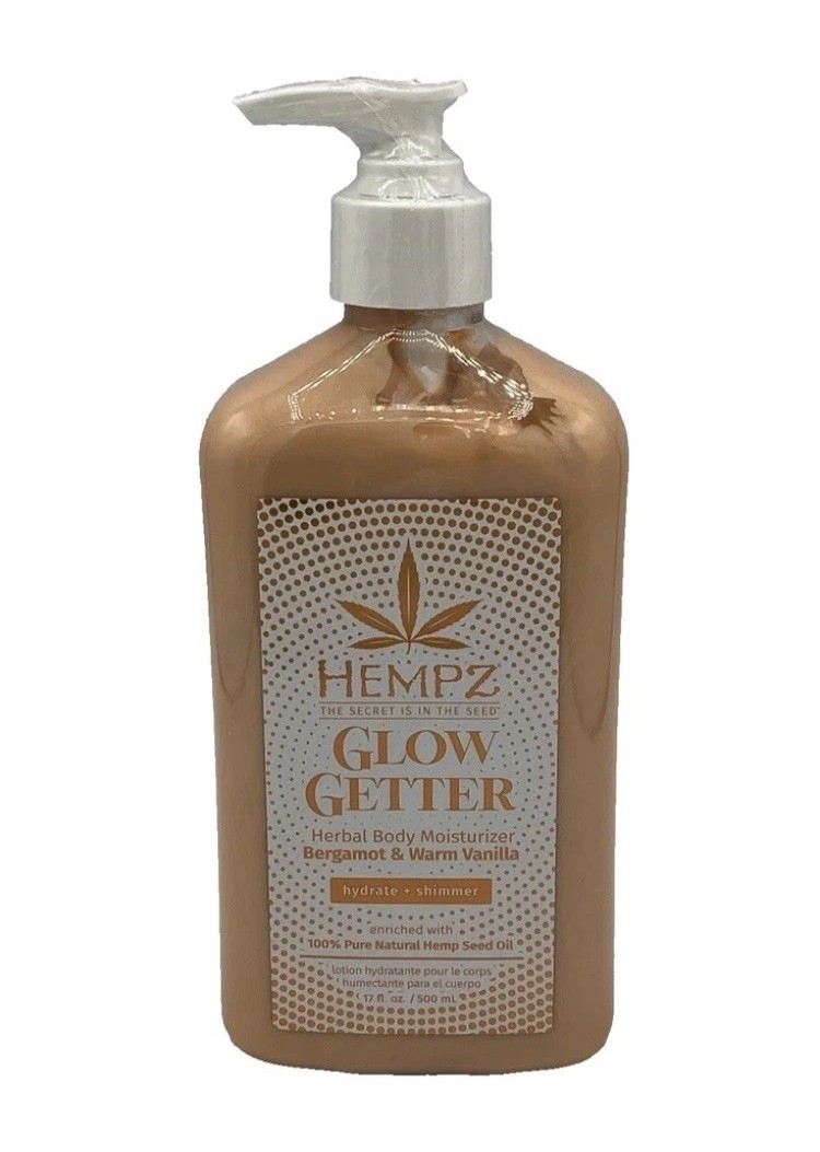 Hempz Glow Getter Bergamot Warm Vanilla Herbal Body Moisturizer Shimmer 17oz New