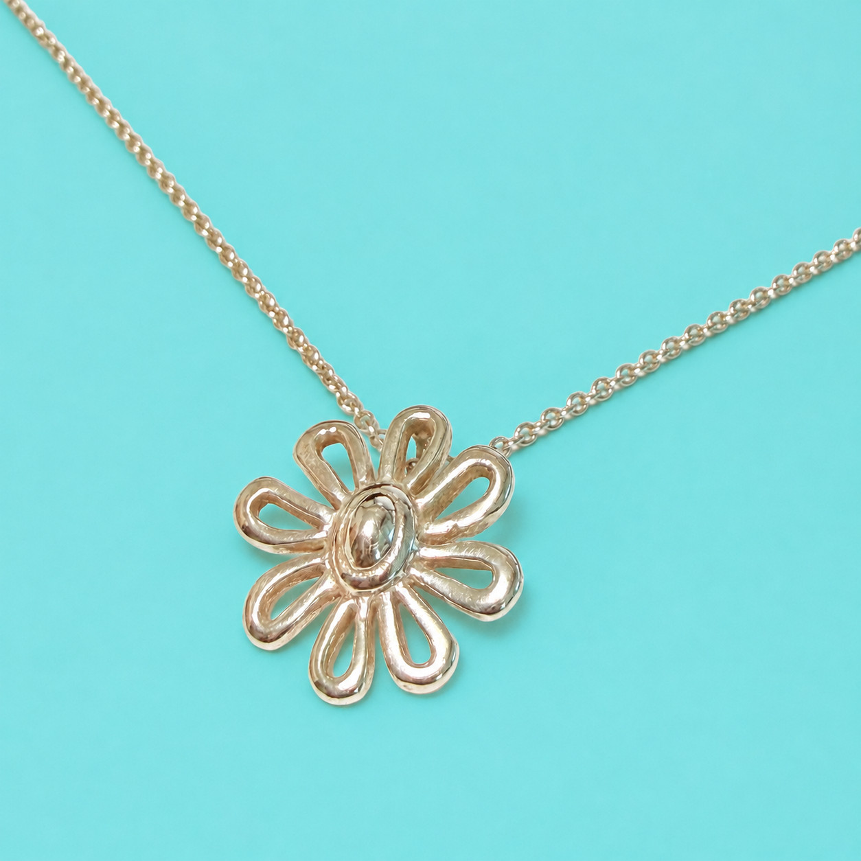 Tiffany & Co. Daisy Pendant Necklace Sterling Silver  925 Open Petal