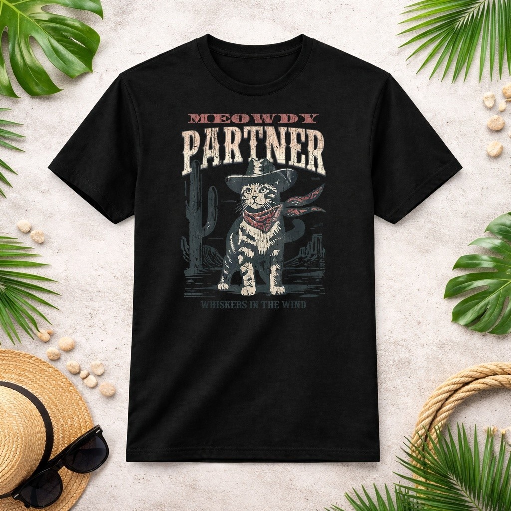 Meowdy Partner Cowboy Cat Vintage T-Shirt