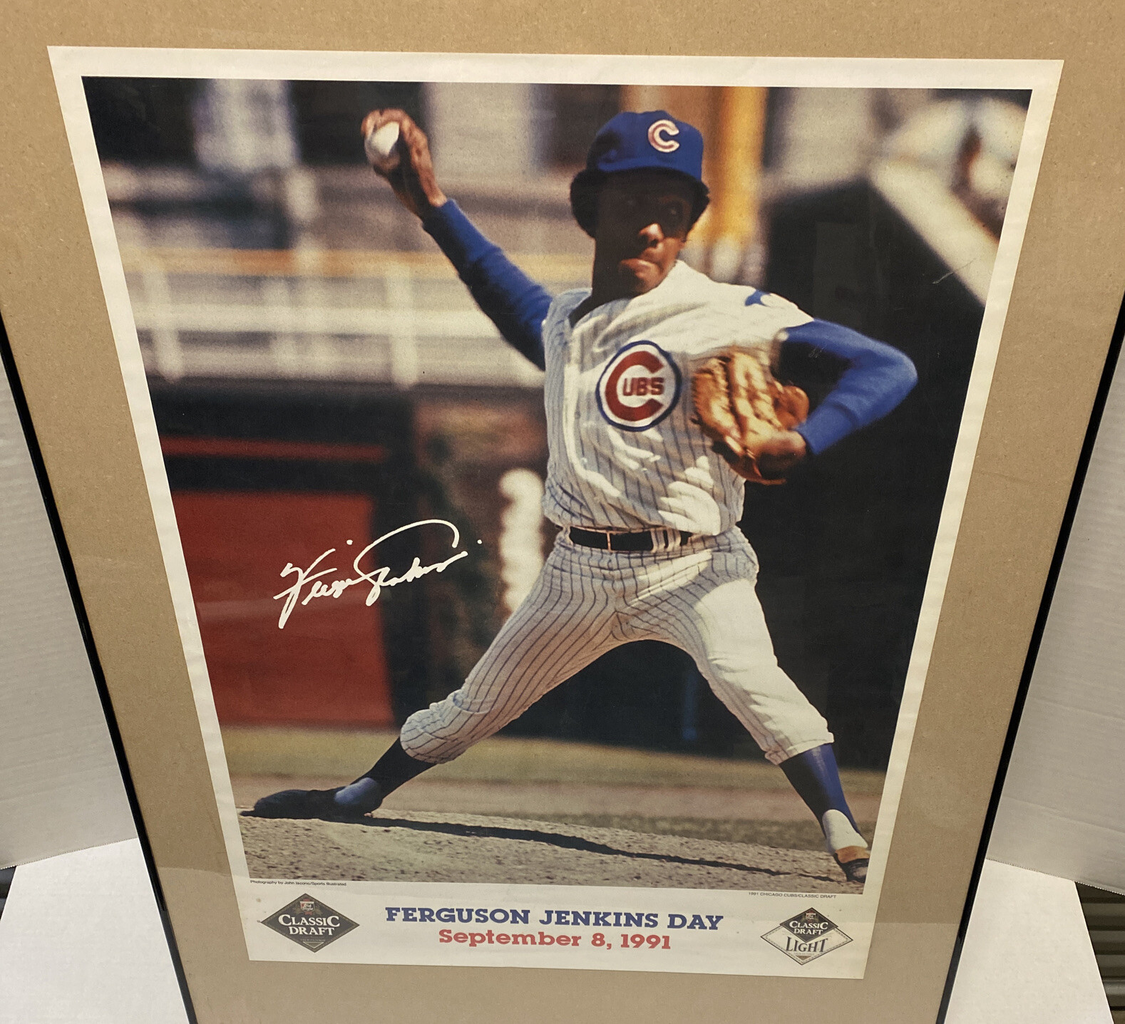 Vintage Chicago Cubs Fergie Jenkins Promo Poster OldStyle Beer Bar Mancave Decor