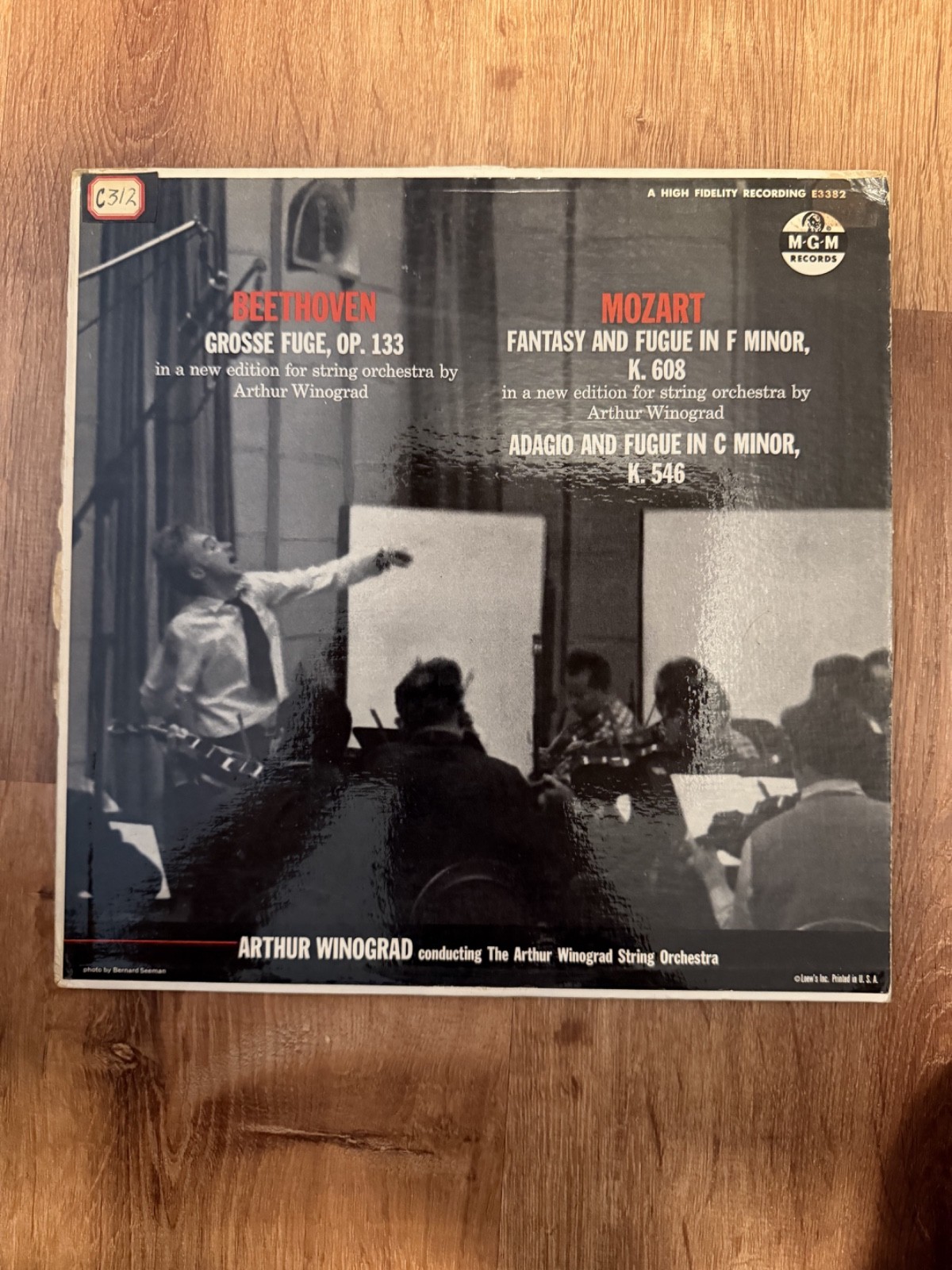 Beethoven Grosse Fuge Mozart Fantasy Arthur Winograd MGM E3382 Vinyl LP Mono Beethoven Grosse Fuge Mozart Fantasy Arthur Winograd MGM E3382 Vinyl LP Mono