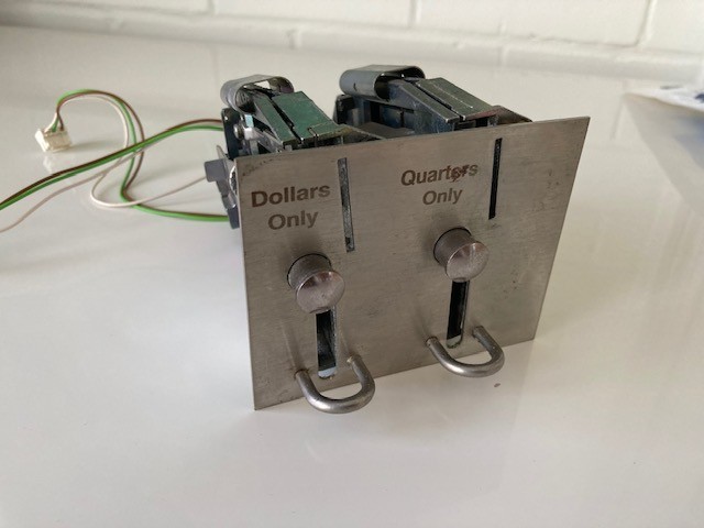 Used Dual Coin Drops for Electrolux and Wascomat washers (PN 080008) Used Dual Coin Drops for Electrolux and Wascomat washers (PN 080008)