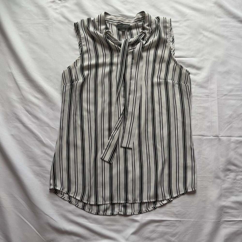 The Limited Black And White Striped Sleeveless Blouse