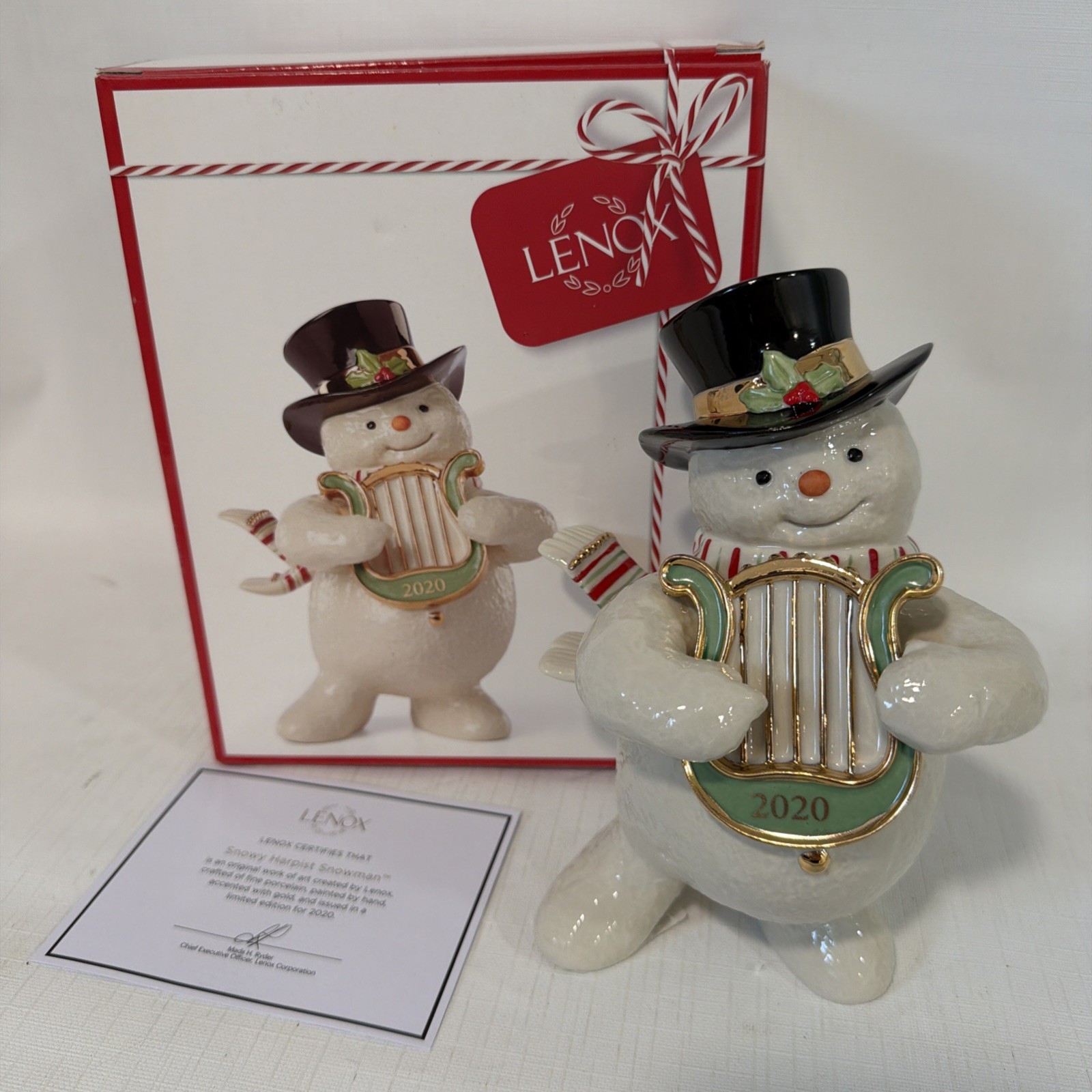 Lenox 2020 Snowy Harpist Snowman Figurine Irish Lyre Annual Frosty Christmas NEW