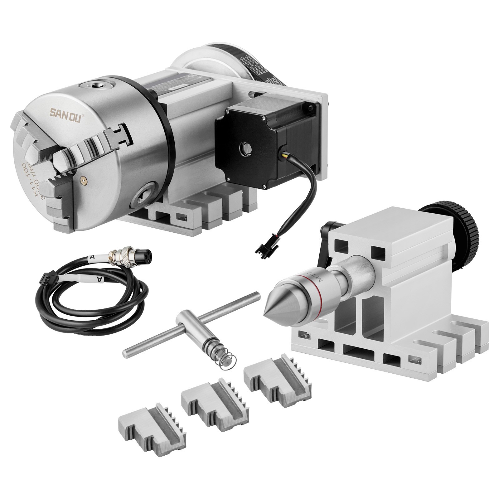 Uimoso Indexing Dividing Head with 3-Jaw Chuck and Tailstock for CNC Milling