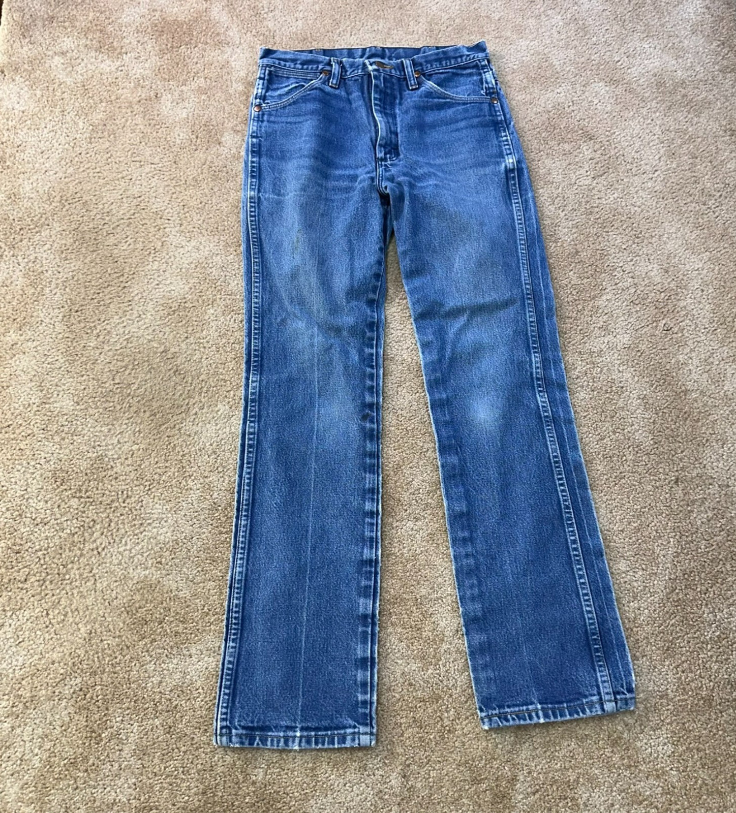 Wrangler Cowboy Cut 936DEN Jeans Men\'s 30x32 Blue Denim Distressed western
