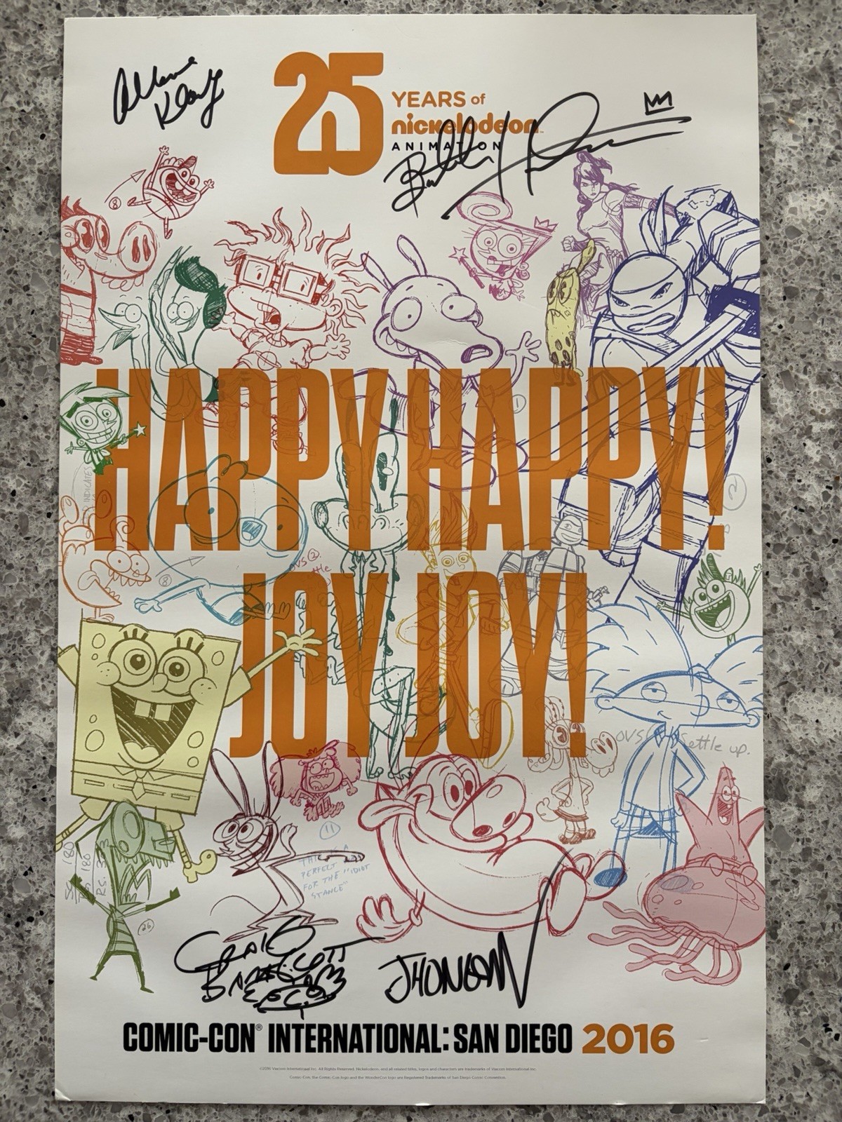 Nickelodeon Autograph Poster SDCC 2016 Butch Hartman Bartlett Klasky Vasquez Nickelodeon Autograph Poster SDCC 2016 Butch Hartman Bartlett Klasky Vasquez