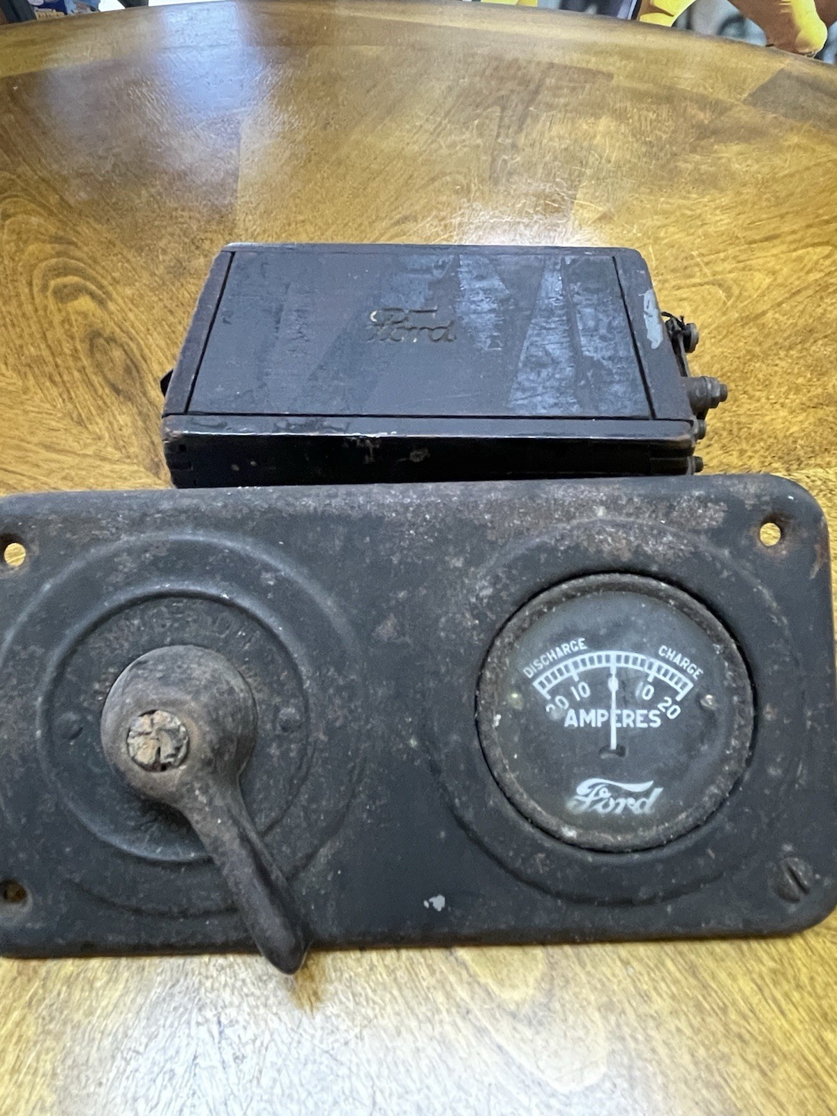 Antique Ford Model T Ammeter Dash Panel & Ignition Coil 1920s Original