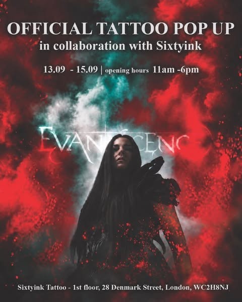 Evanescence Official Tattoo Pop Up London Sept 13-15 Poster