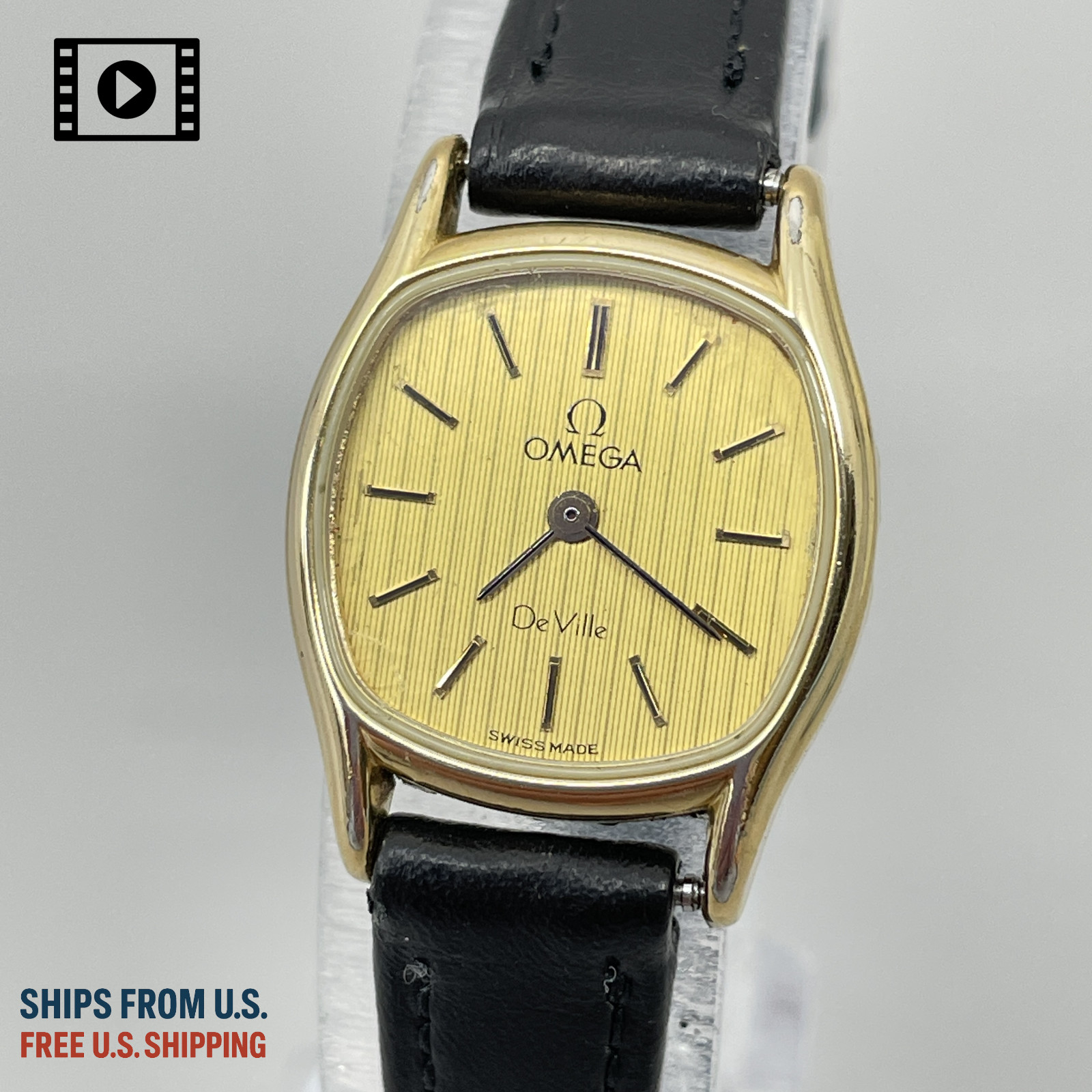 OMEGA De Ville Cal.1387 [US Stock] Quartz Gold Push Crown Vintage Watch *N.MINT
