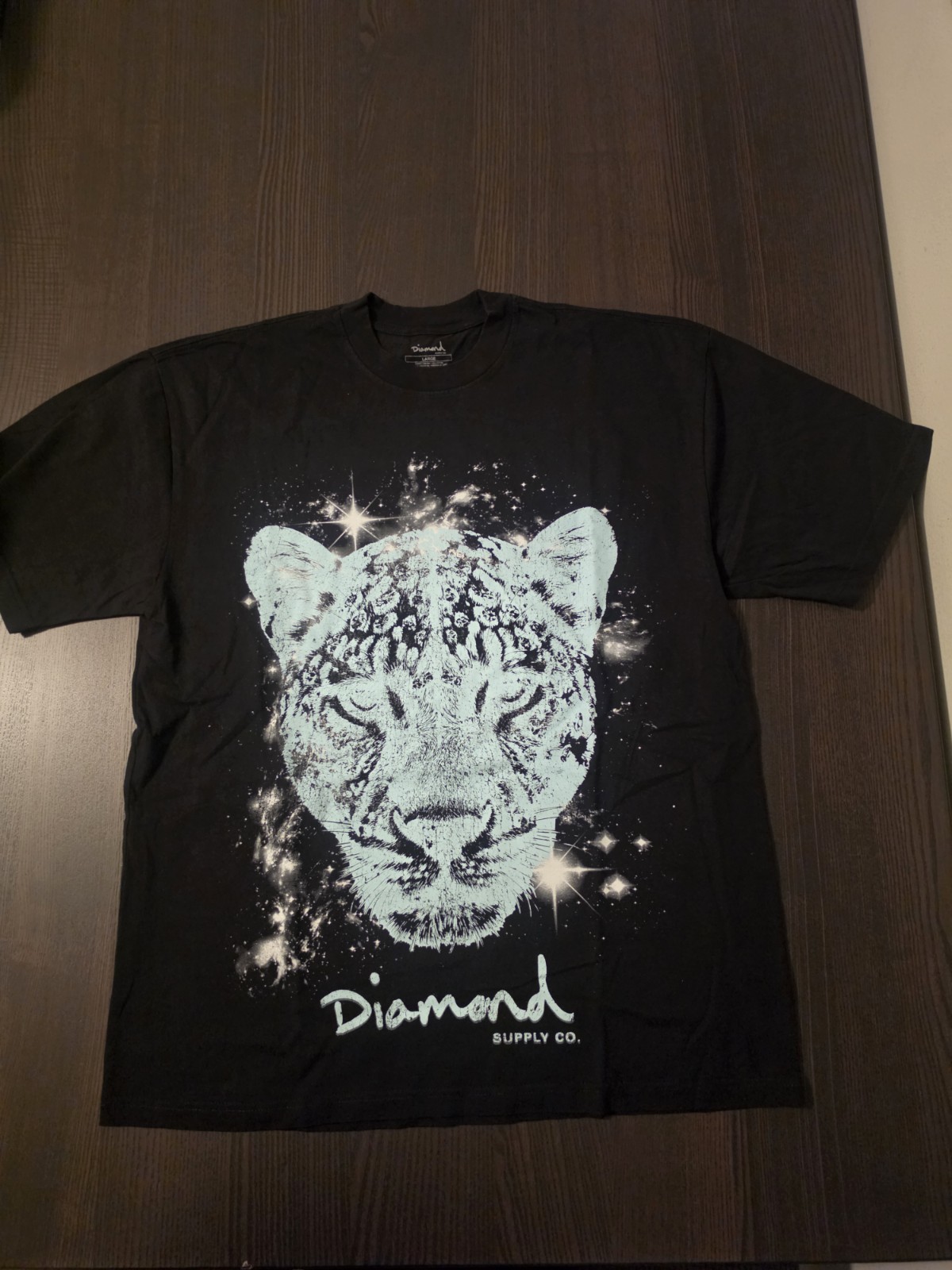 Unreleased Diamond Supply Co. Black/Mint Leopard Graphic Print T-Shirt Sz Large 
