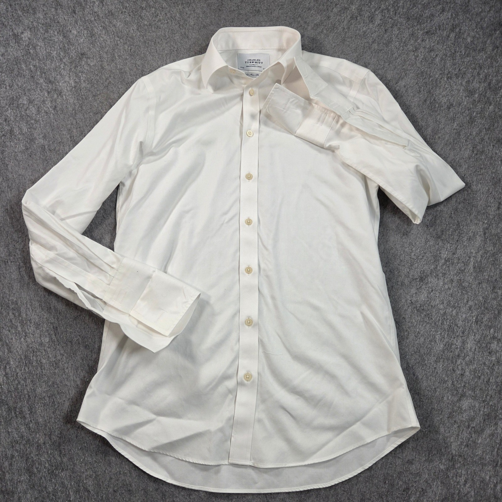 Charles Tyrwhitt Dress Shirt Mens 15/32 White Non-Iron Slim Fit French Cuff Charles Tyrwhitt Dress Shirt Mens 15/32 White Non-Iron Slim Fit French Cuff