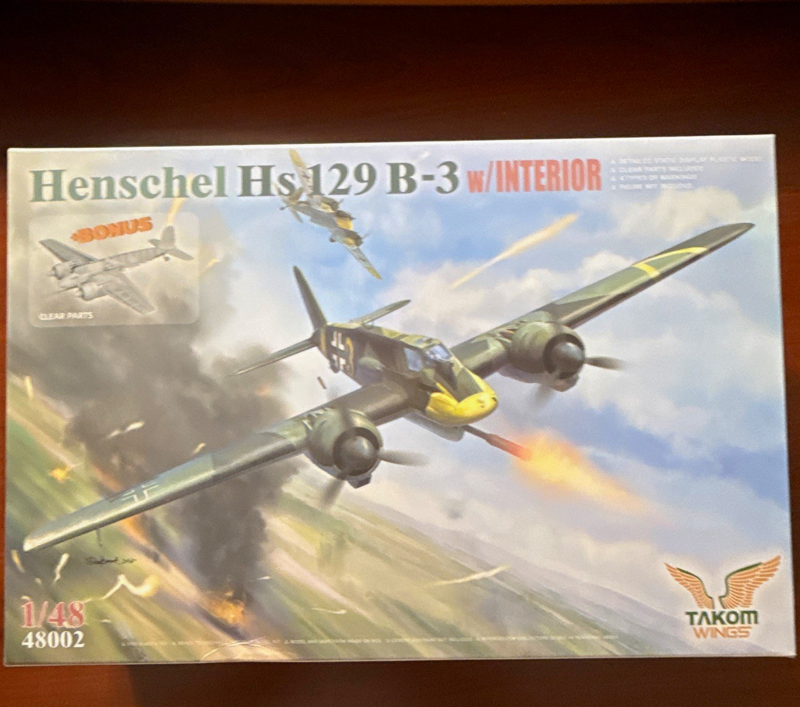 Takom Wings Henschel Hs 129 B-3 1:48 Airplane Kit w/ Interior MPN 48002