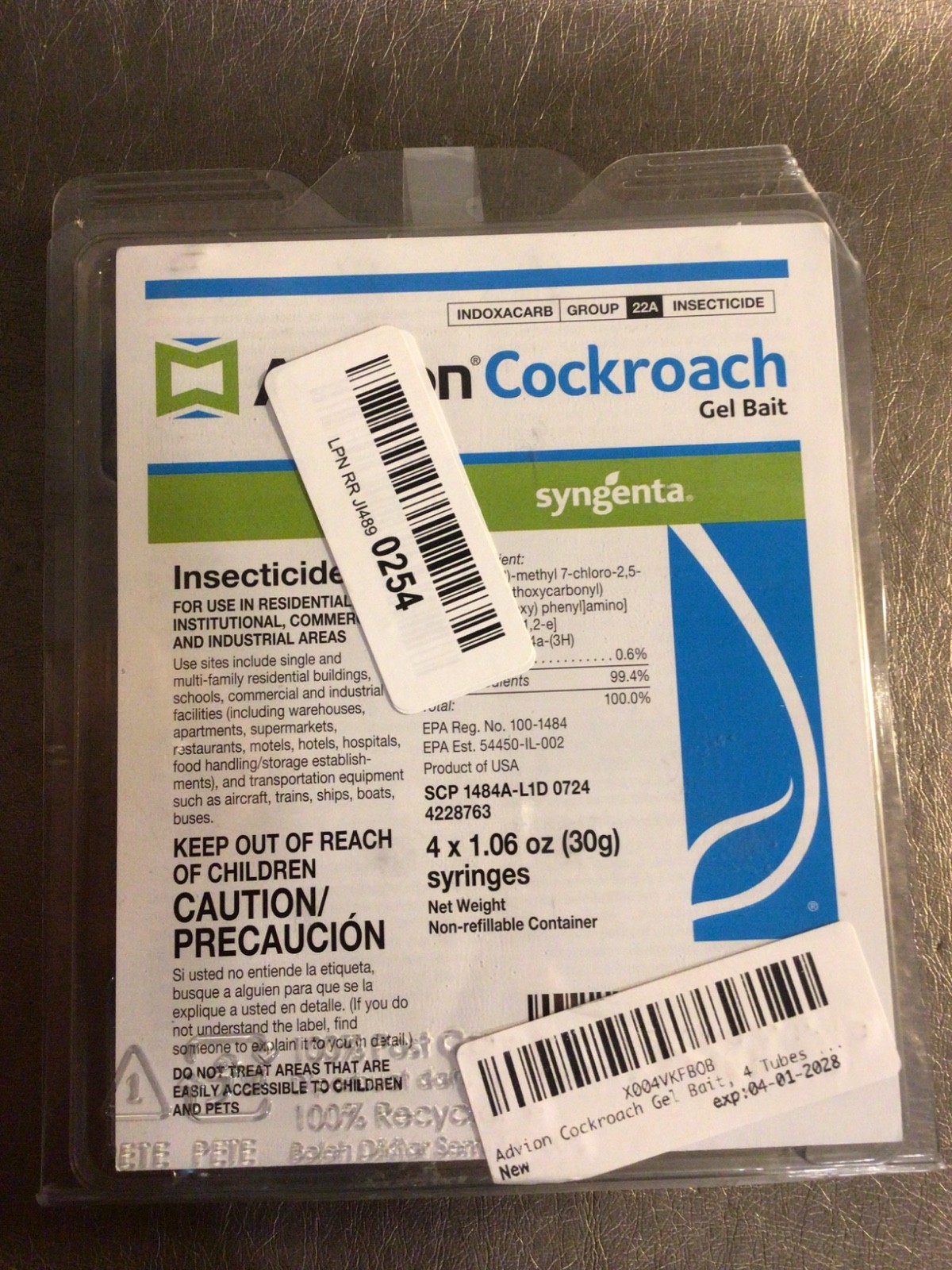 ADVION Syngenta Cockroach Gel Bait - 4 Tubes - 2 Tips - Plunger ADVION Syngenta Cockroach Gel Bait - 4 Tubes - 2 Tips - Plunger
