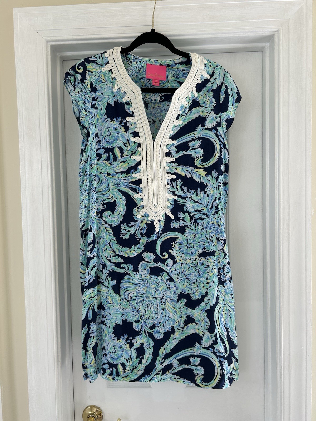 Lilly Pulitzer Madia Tunic Dress Size M High Tide Navy Scuba Doo