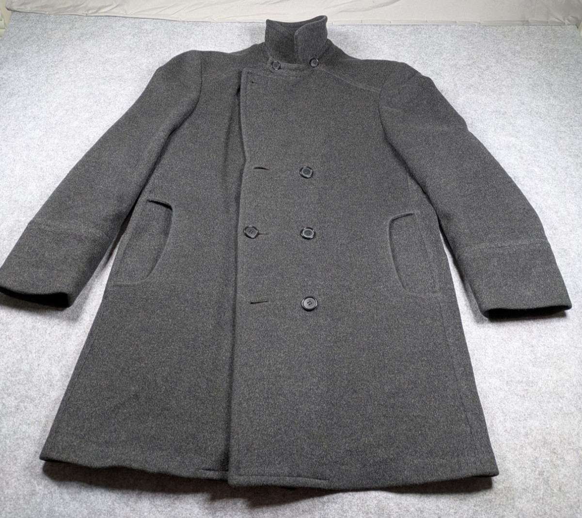 Vintage Adolfo Coat Mens 40 Gray Wool Cashmere Jacket Funnel Neck Made USA 1999