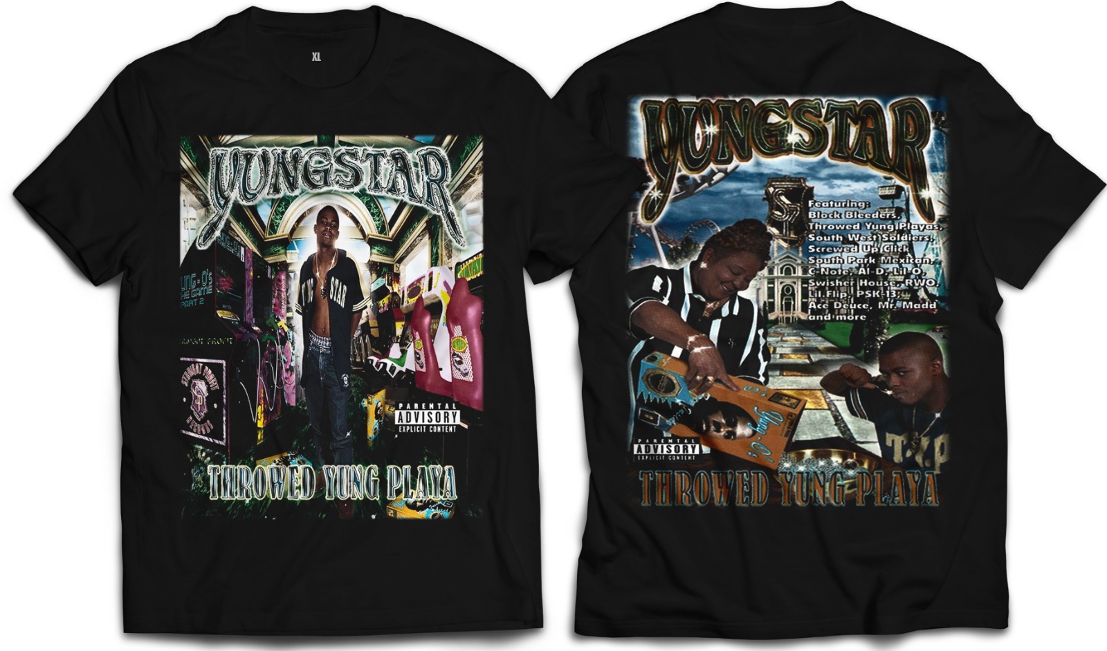 Yungstar Throwed Yung Playa Rap Tee Hip Hop Album Cover T-Shirt XL Front & Back Yungstar Throwed Yung Playa Rap Tee Hip Hop Album Cover T-Shirt XL Front & Back