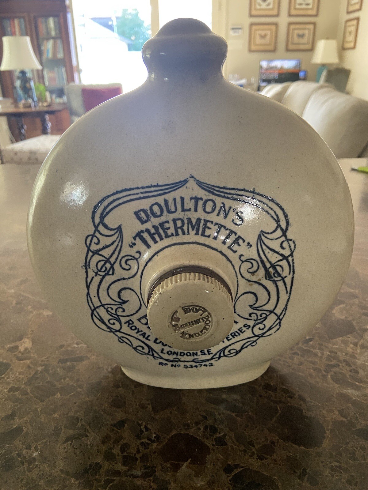 Antique Doulton\'s  Pottery Thermette Stoneware Bed Warmer 534742 London