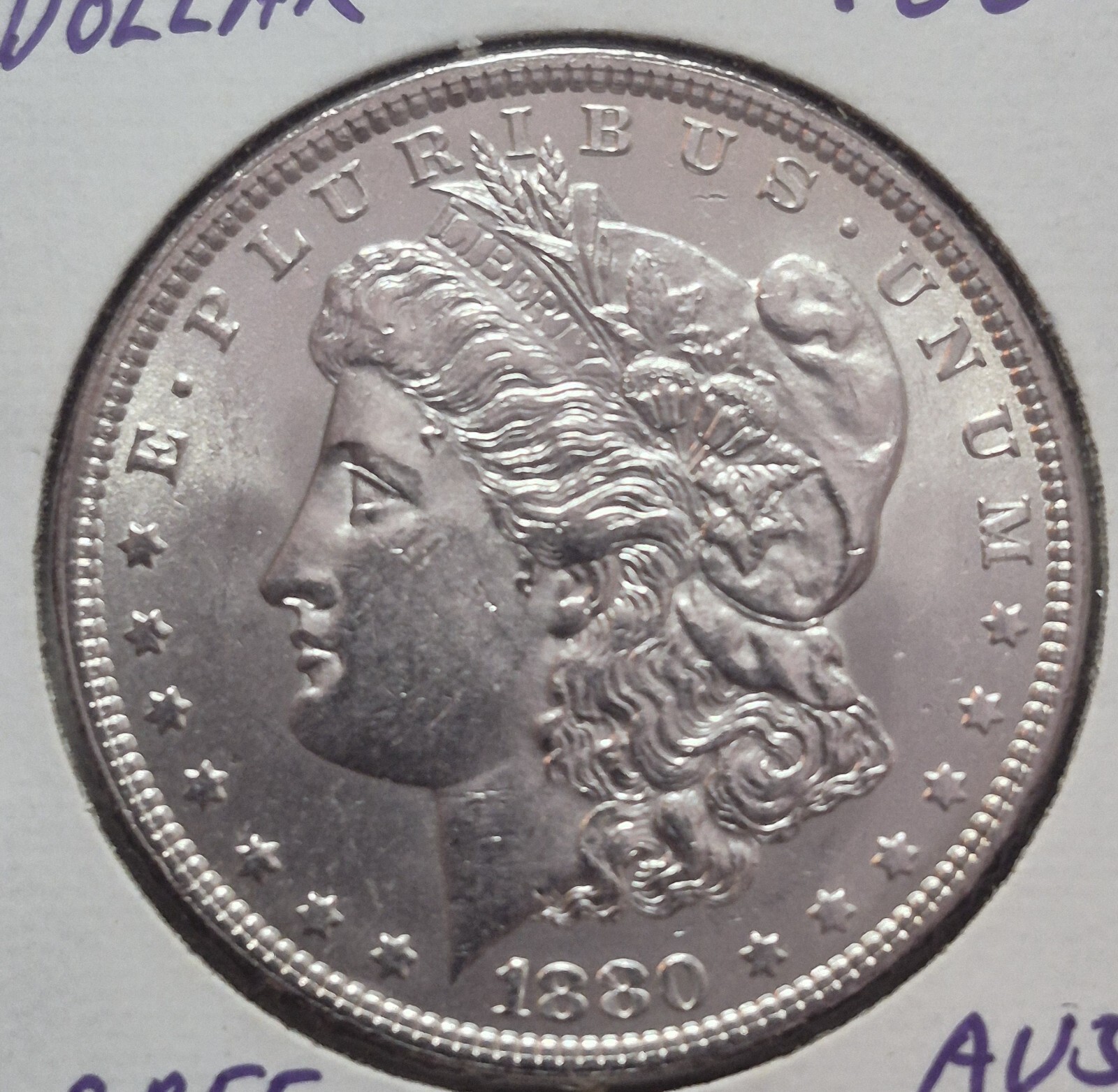 1880 P Morgan Plus Dollar MS - Uncirculated ALK - light scratches on OBV 1880 P Morgan Plus Dollar MS - Uncirculated ALK - light scratches on OBV