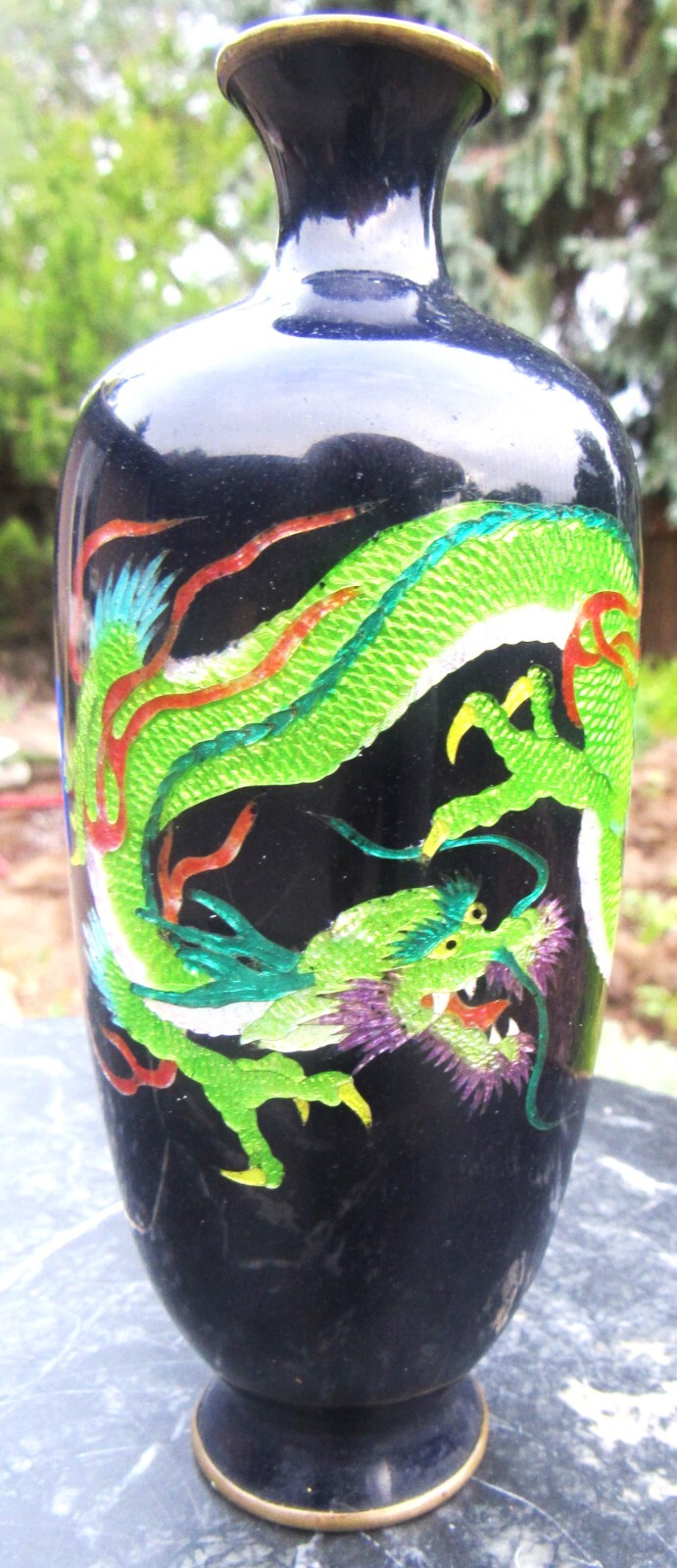 Fine Antique Japanese Ginbari Cloisonne Vase w/ Dragon Meiji Period 6 Fine Antique Japanese Ginbari Cloisonne Vase w/ Dragon Meiji Period 6