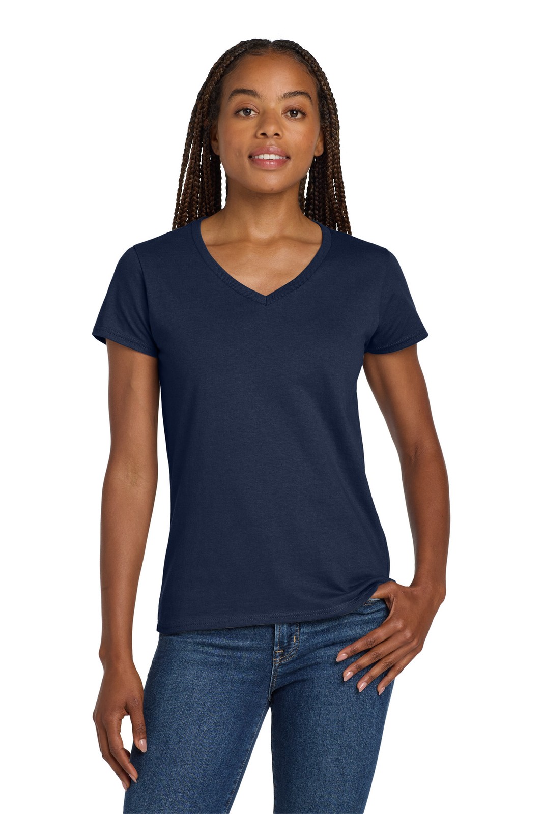 Gildan Women's Heavy Cotton 100% Cotton V-Neck T-Shirt 5V00L