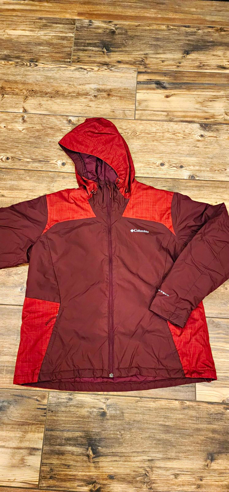 Columbia Women\'s Hooded Insulated Full Zip Omni-Tech Jacket Burgundy/Dark Red XL
