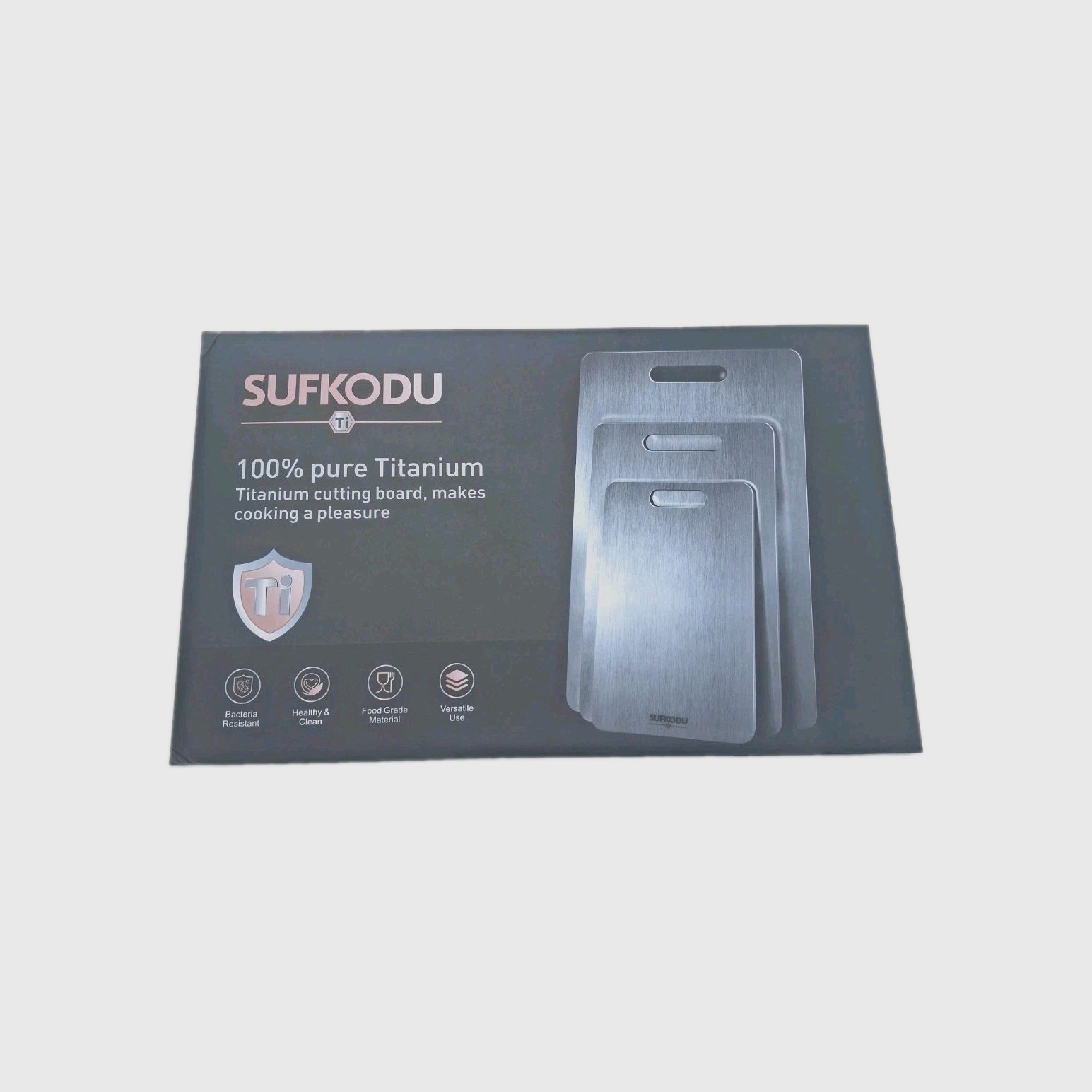 Sufkodu 100% Pure Titanium Cutting Board NEW IN BOX Eco Friendly Easy Clean Sufkodu 100% Pure Titanium Cutting Board NEW IN BOX Eco Friendly Easy Clean