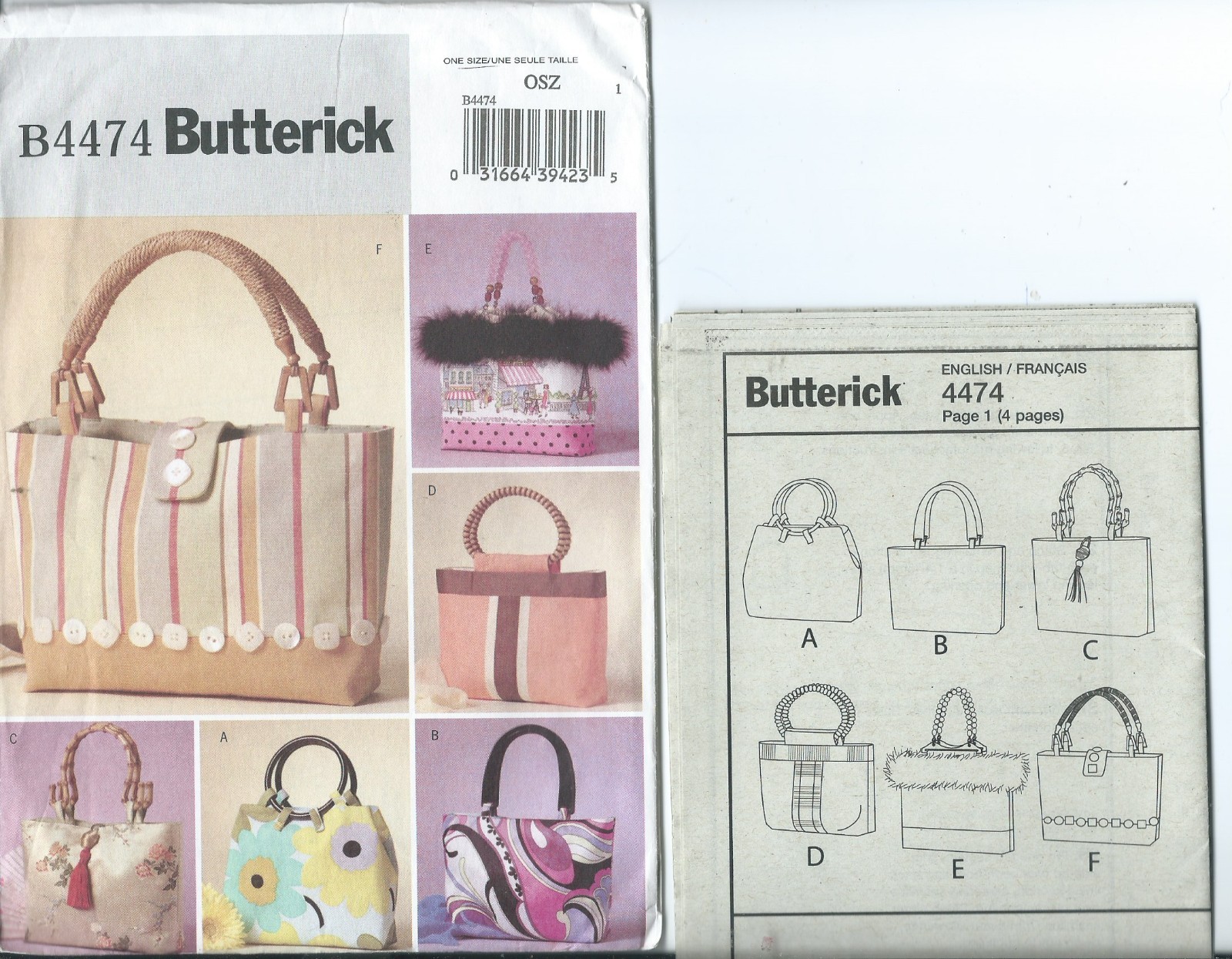 B 4474 sewing pattern 6 super trendy PURSE HANDBAG BAGS sew Designer Style UNCUT B 4474 sewing pattern 6 super trendy PURSE HANDBAG BAGS sew Designer Style UNCUT