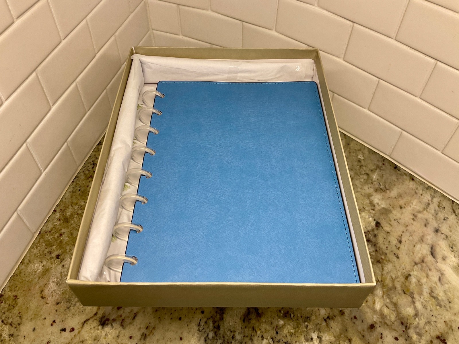 LEVENGER Sky Blue Junior Sized Sea And Sky Silver Foldover Notebook