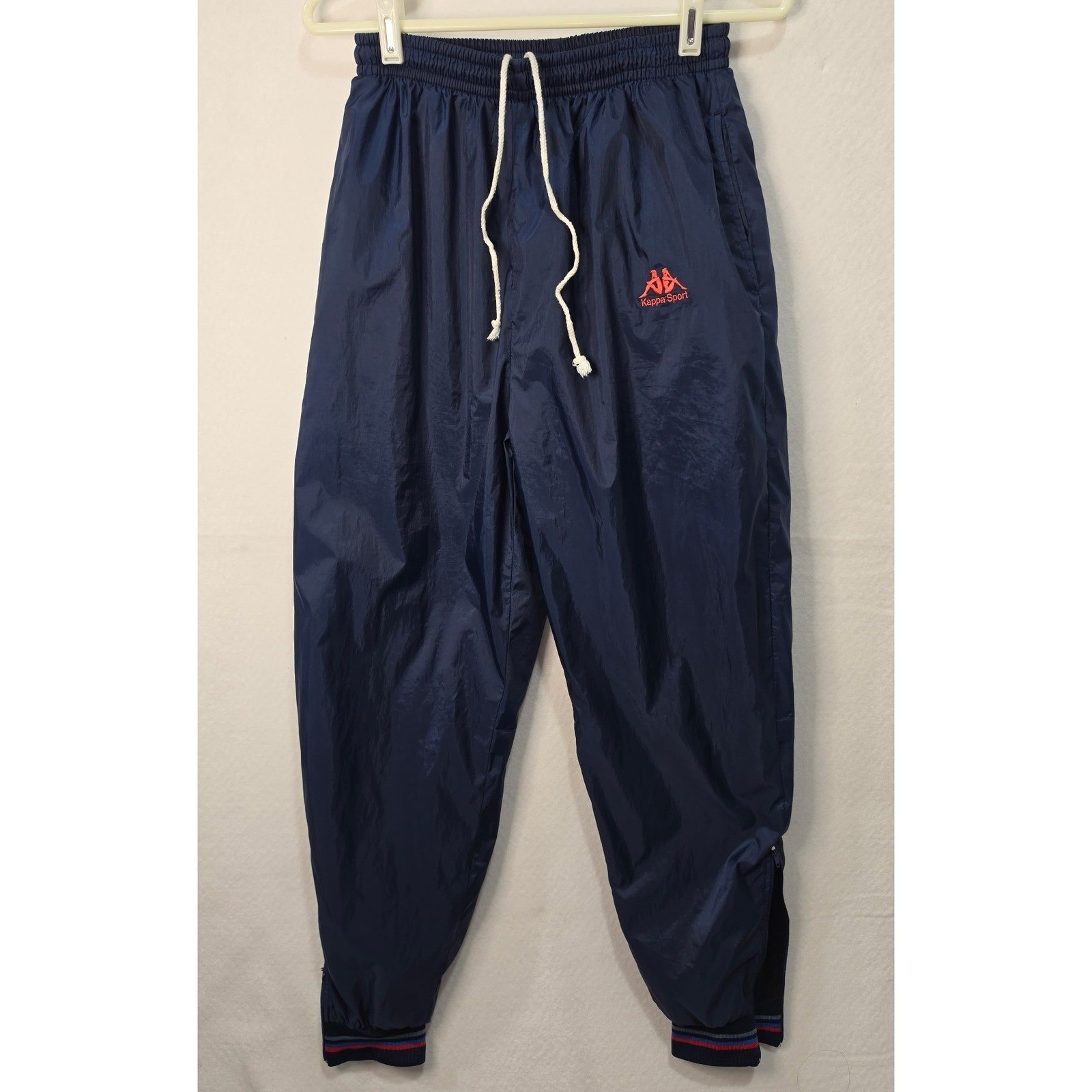 Vintage Kappa Sport Navy Blue 90s Track Pants Nylon Windbreaker Joggers Teens XL