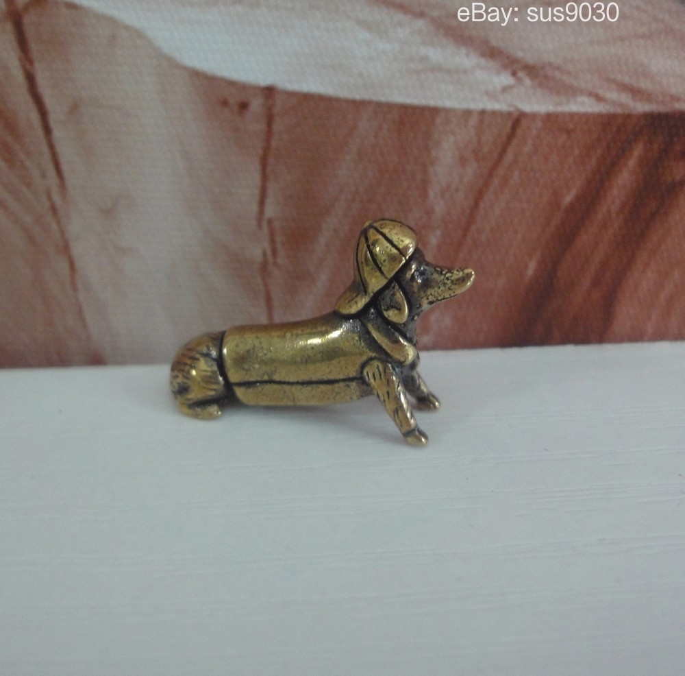 Vintage Brass Dachshund Figurine Vintage Mini Statue Dog Sculpture
