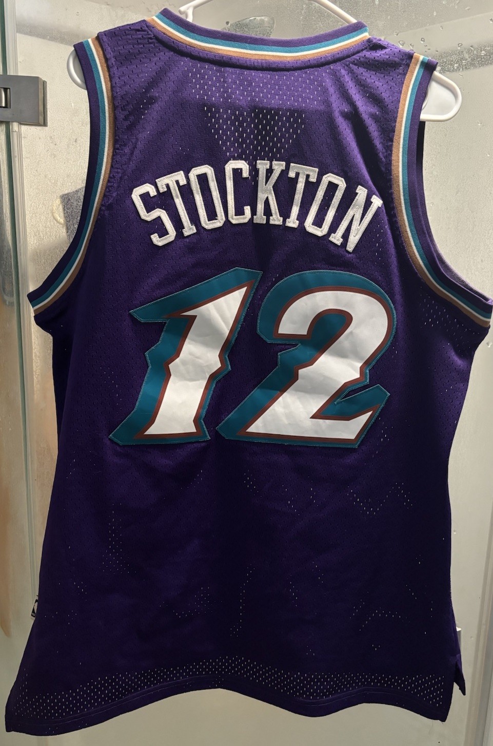 John Stockton Utah Jazz NBA Jersey Men M Adidas HWC Sewn Vtg #12 1996/1997 Rare