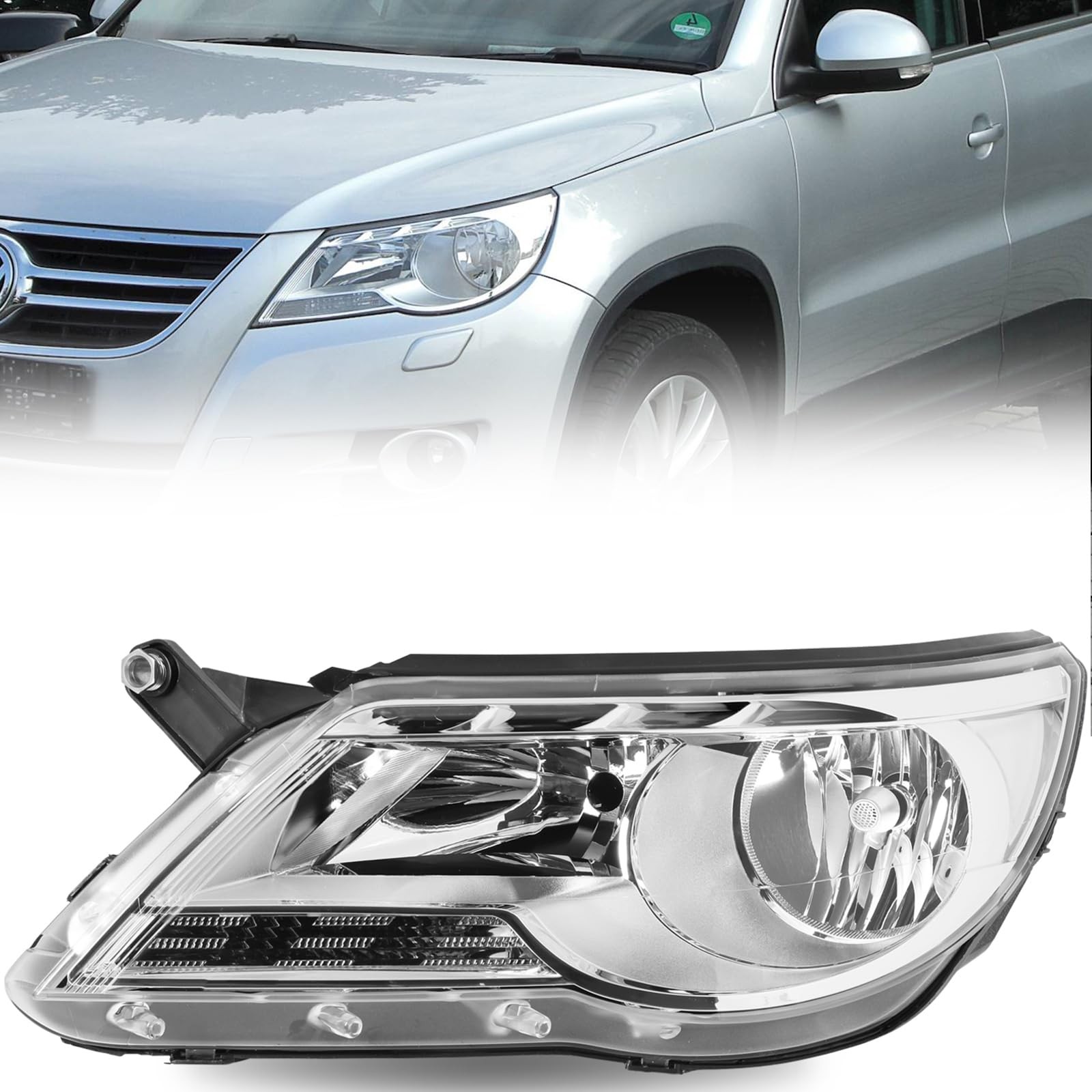 Halogen Headlight for 2009 2010 Volkswagen Tiguan Left Driver Side 5N1941031AC