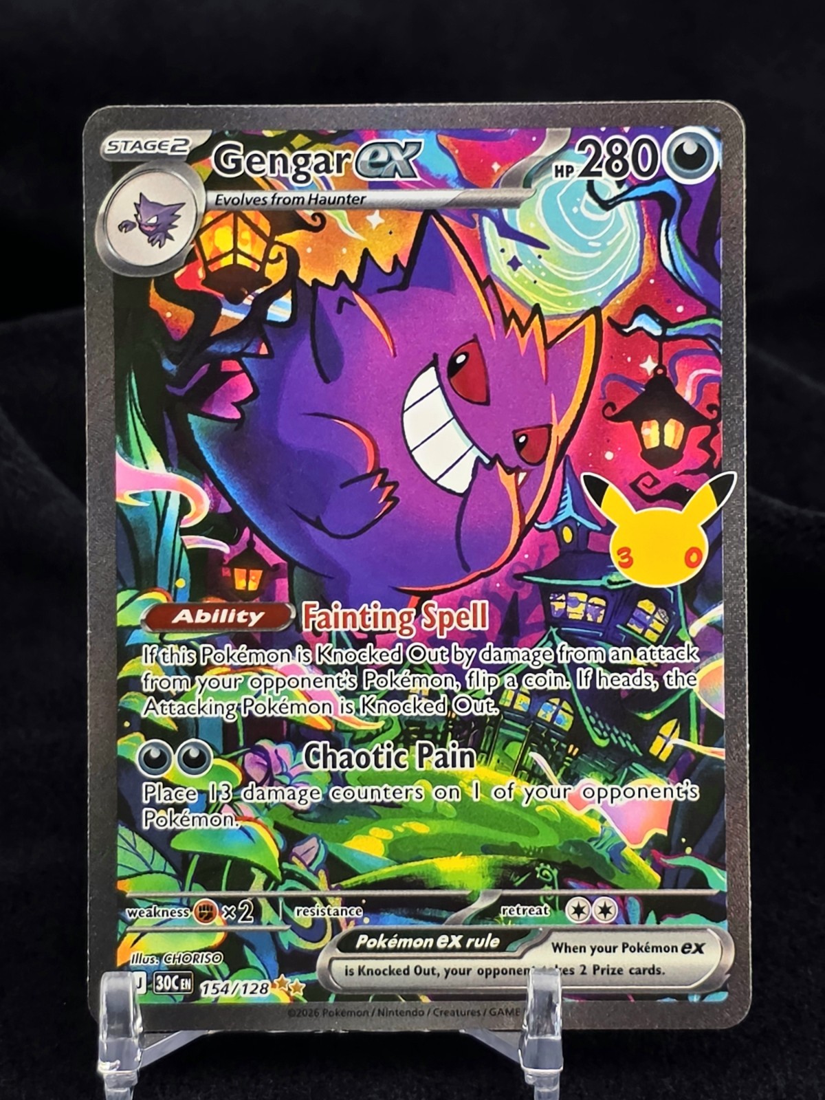Pokemon Gengar ex 154/128 30th Anniversary Celebration SIR Holo NM Grade Worthy
