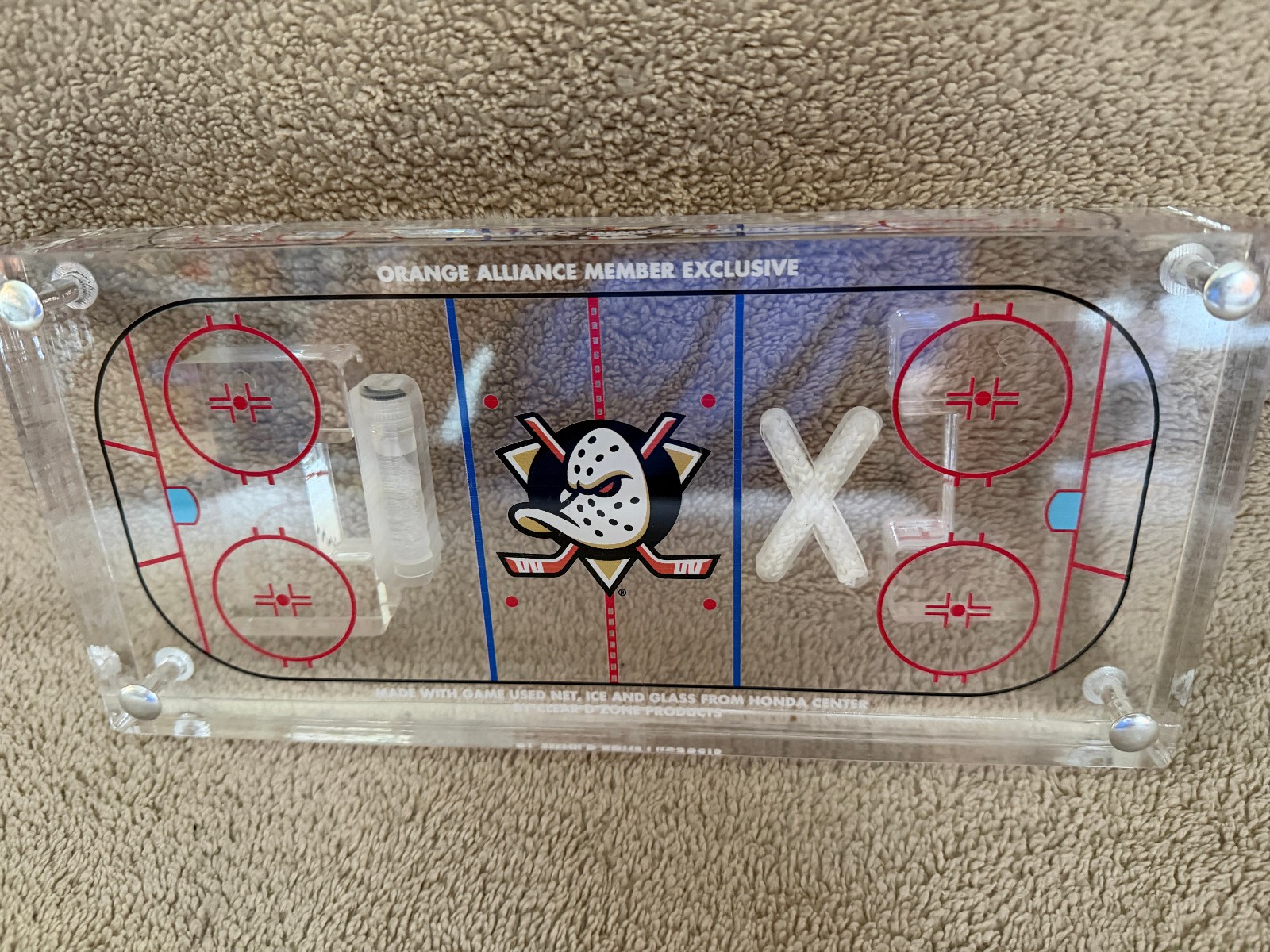 Anaheim Ducks Game Used Hockey Rink Glass - Clear D Zone Honda Center Display It