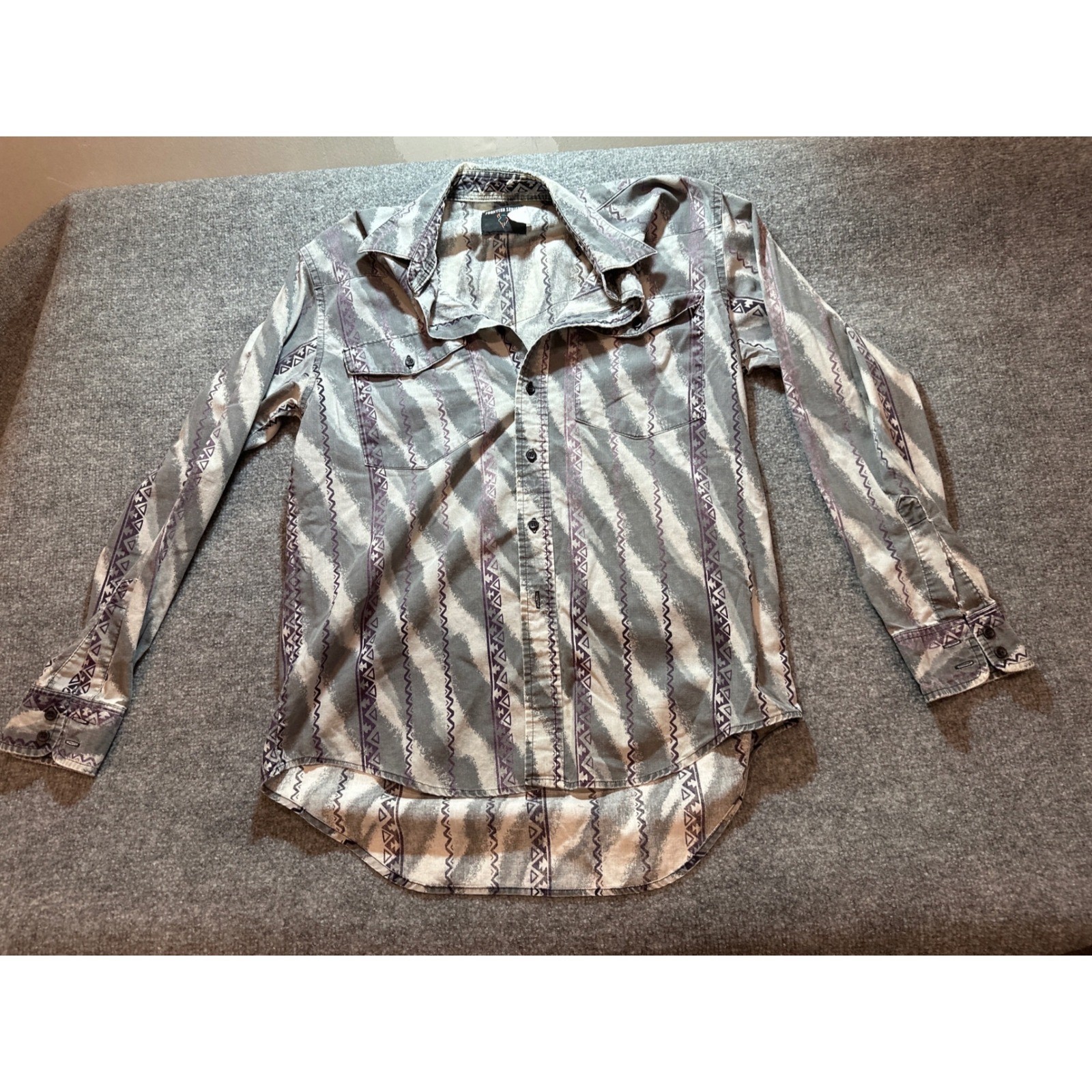 Vintage Frontier Series Western Shirt Men\'s Southwestern Aztec Geometric 90s