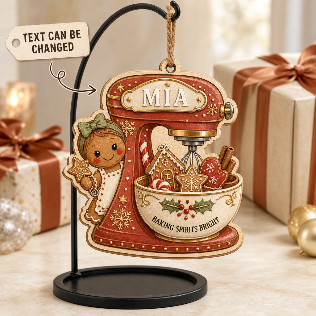 Wooden Ornament Gingerbread Baker Custom Name Christmas Decor Gift