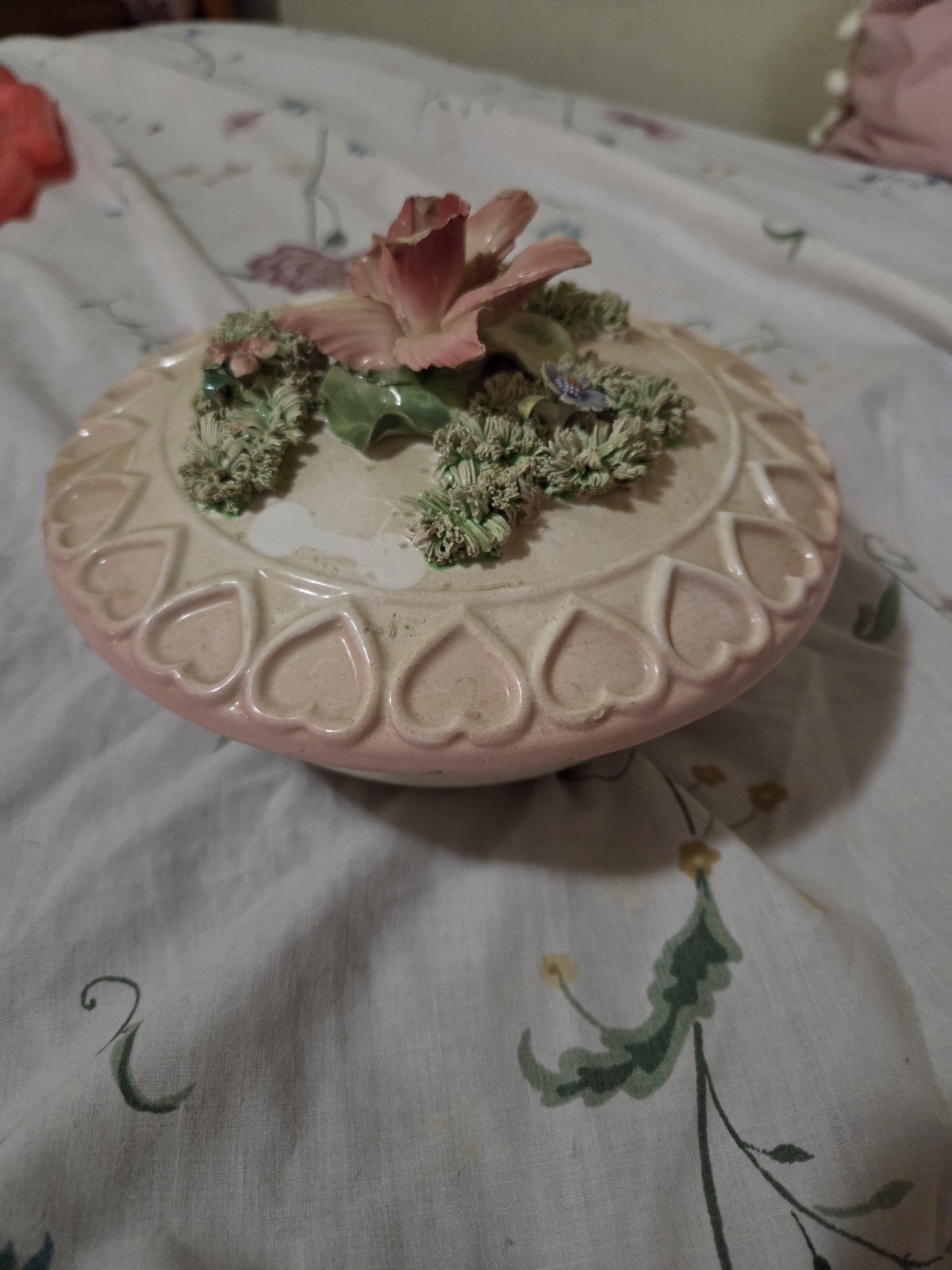 Vintage Italian Lilly Flower Capiodimonte Candy Dish Vintage Italian Lilly Flower Capiodimonte Candy Dish