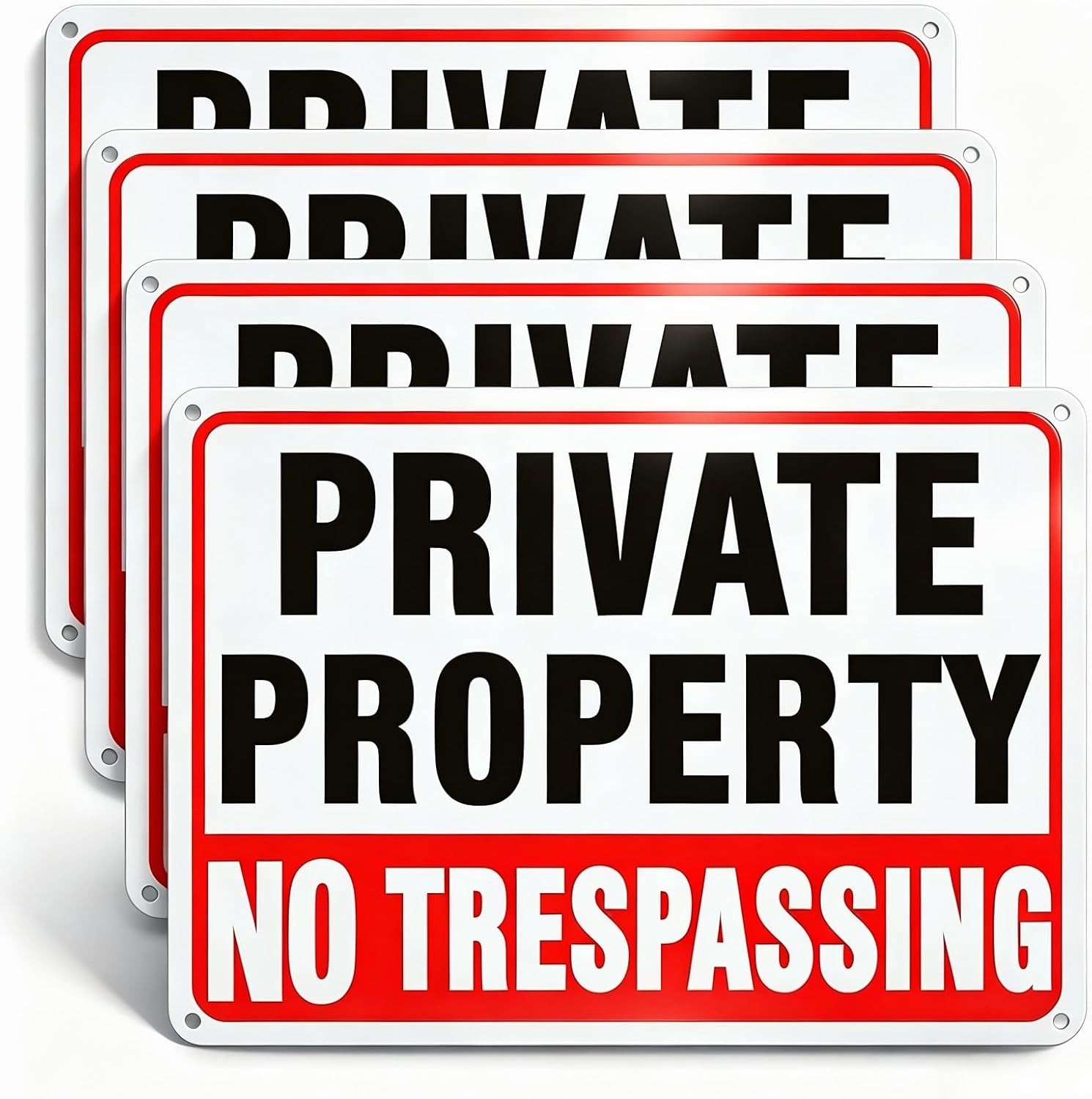4 Pack Large No Trespassing Signs Private Property, 10x7 Inch Rust Free Aluminum