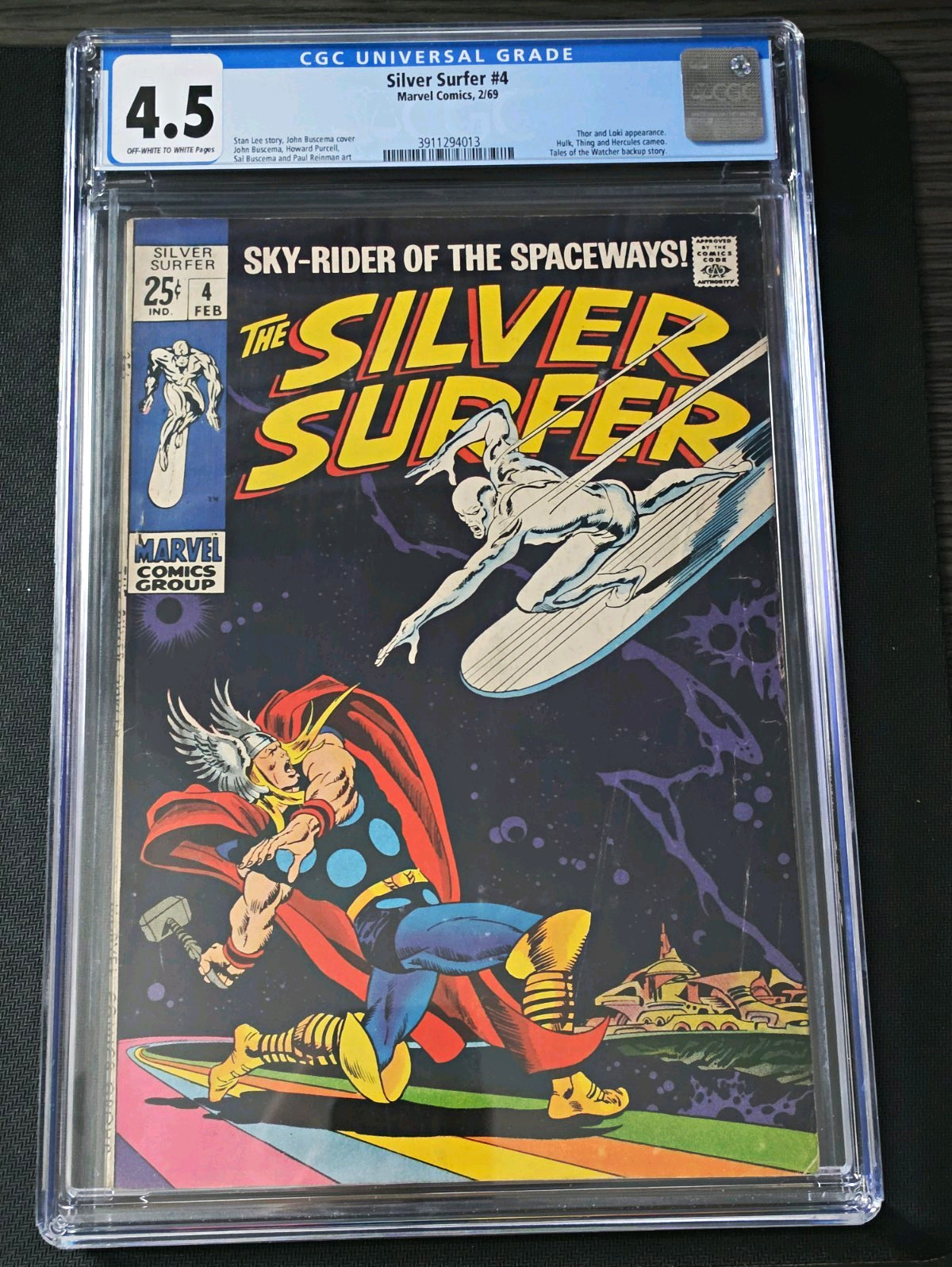 Silver Surfer #4 1969 CGC 4.5 Iconic Silver Surfer vs. Thor Cover