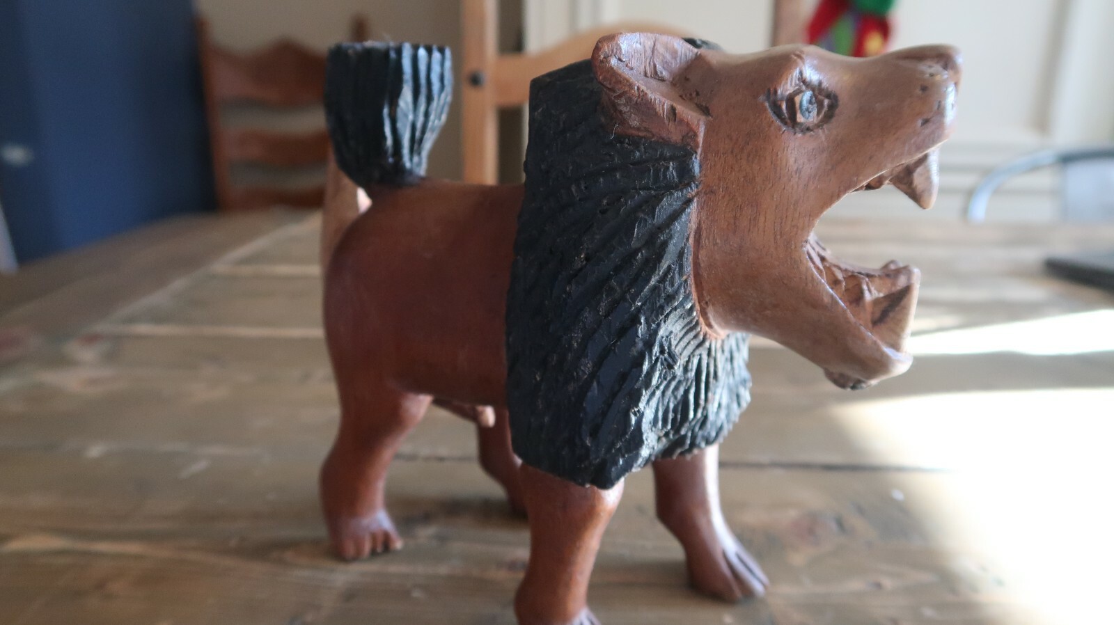 Antique Hand Craved Lion Figure Decor Animal 7.25\ Antique Hand Craved Lion Figure Decor Animal 7.25\