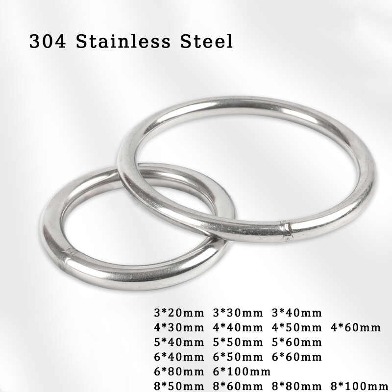 OD 20-100mm 304 Stainless Steel Solid Ring Welded Metal Round Ring 3/4/5/6-10mm