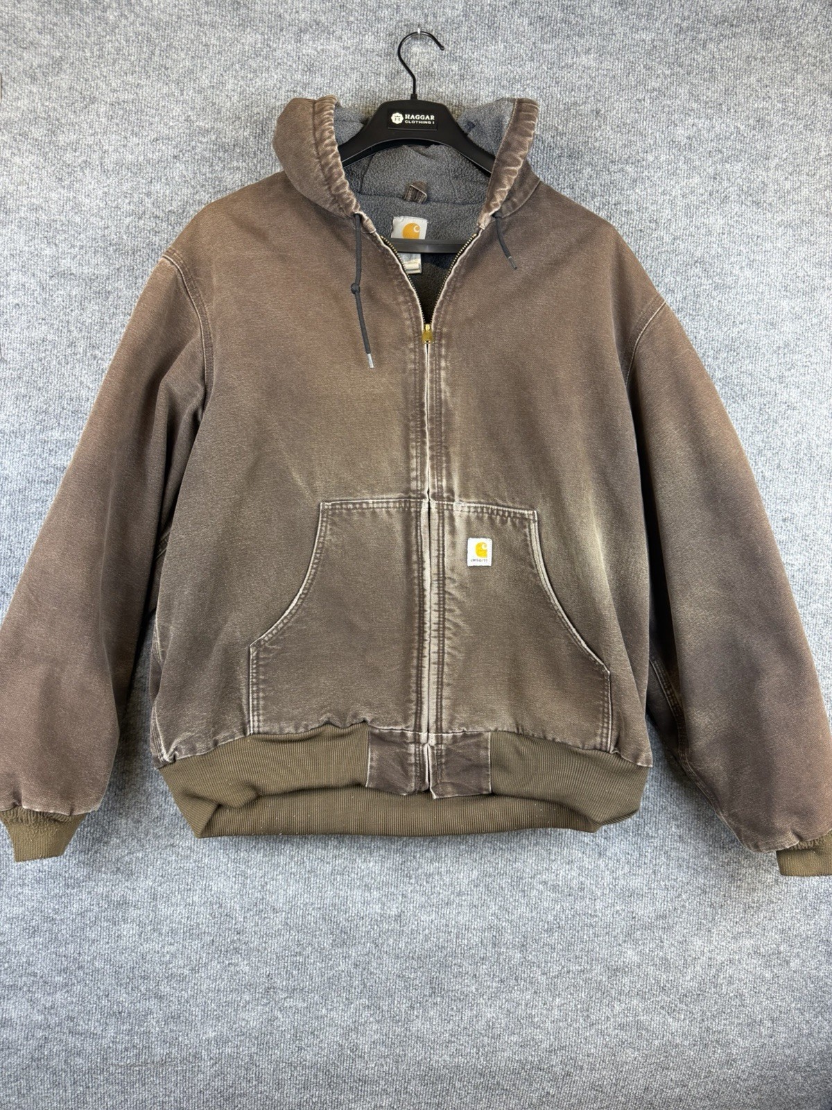 Vintage 90\'s Carhartt Jacket Men\'s Brown Hooded Faded Made In USA