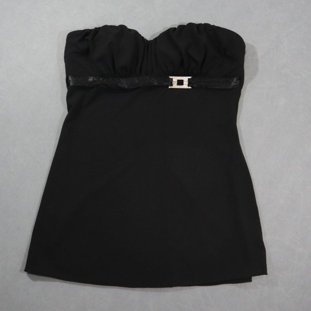 Studio Y Black Strapless Tube Top Rhinestone Buckle Y2K Sweetheart Tunic Medium