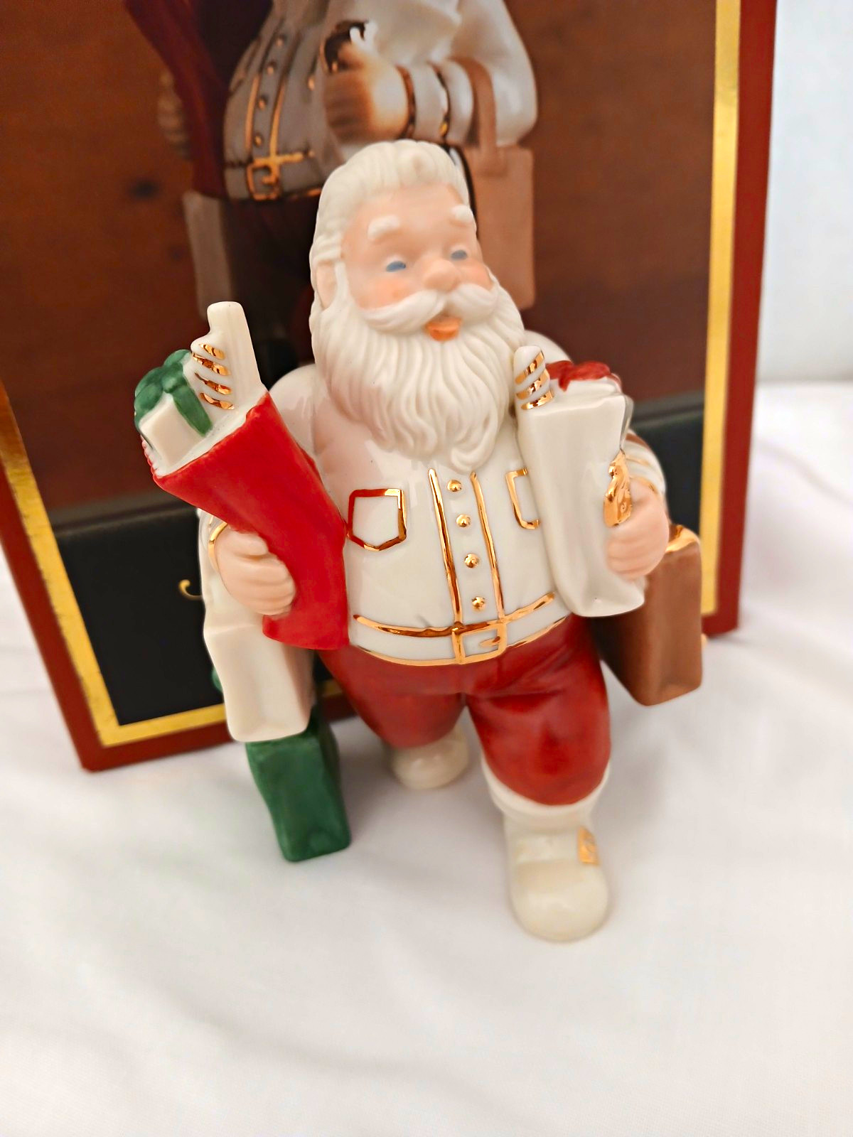 Lenox Santa's Pastimes Skier Santa Porcelain Figurine Boxed Glazed