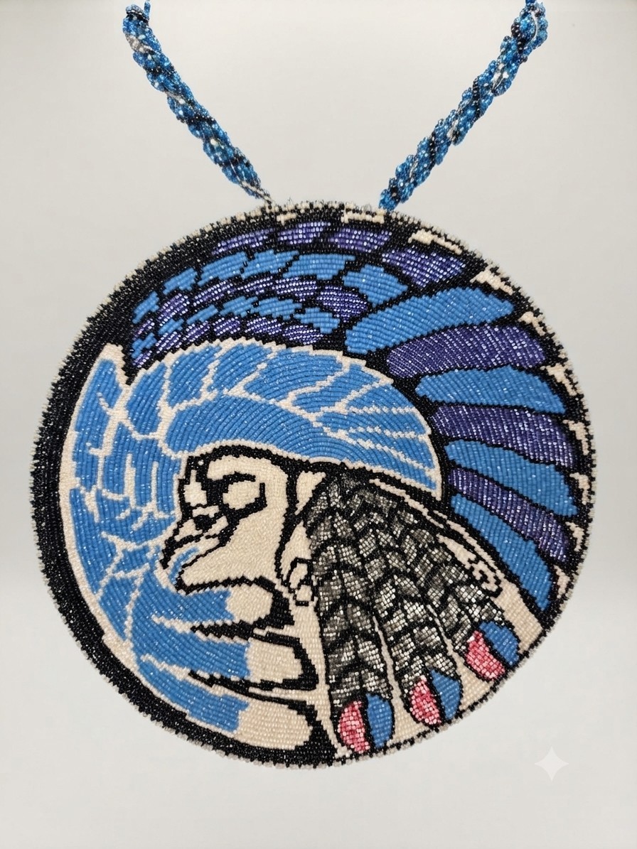 Handcrafted Beaded Eagle Medallion Soaring Spirit Native Style Art 6